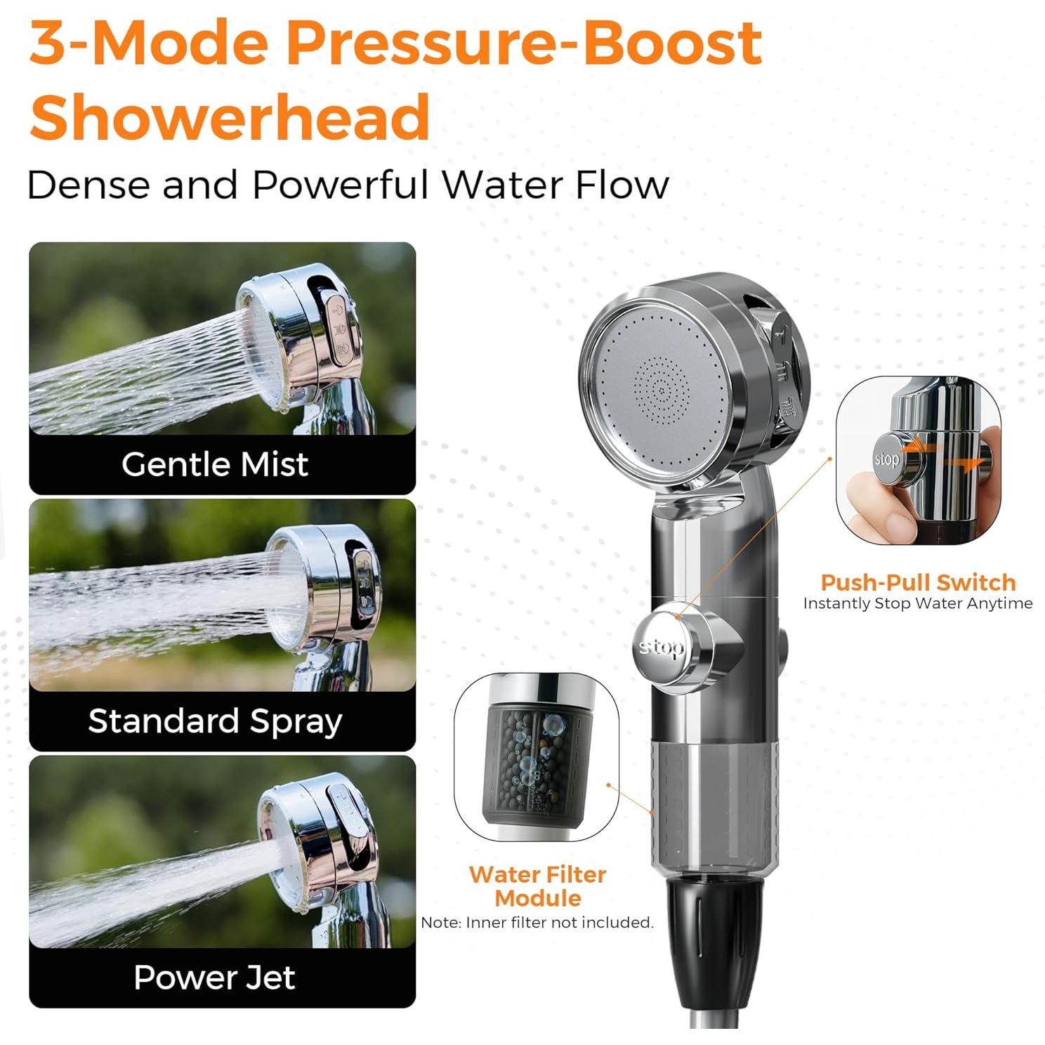 Ducha Portátil Aerogogo Recargable con Pantalla LED 3 Modos