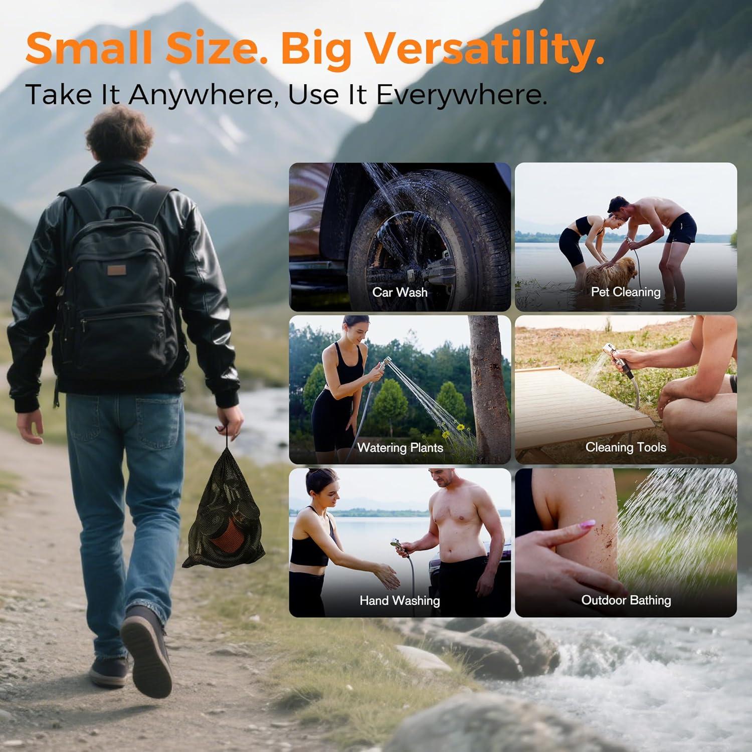 Ducha Portátil Aerogogo Recargable con Pantalla LED 3 Modos