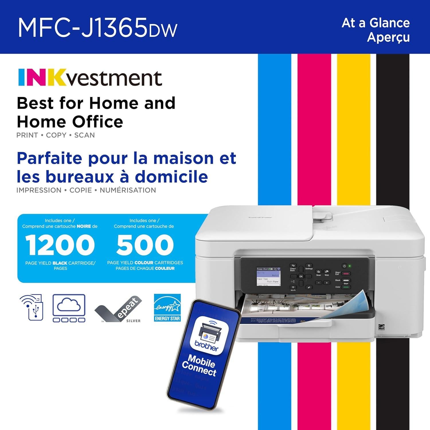 Impresora Multifuncional Brother MFC-J1365DW Inalámbrica Color