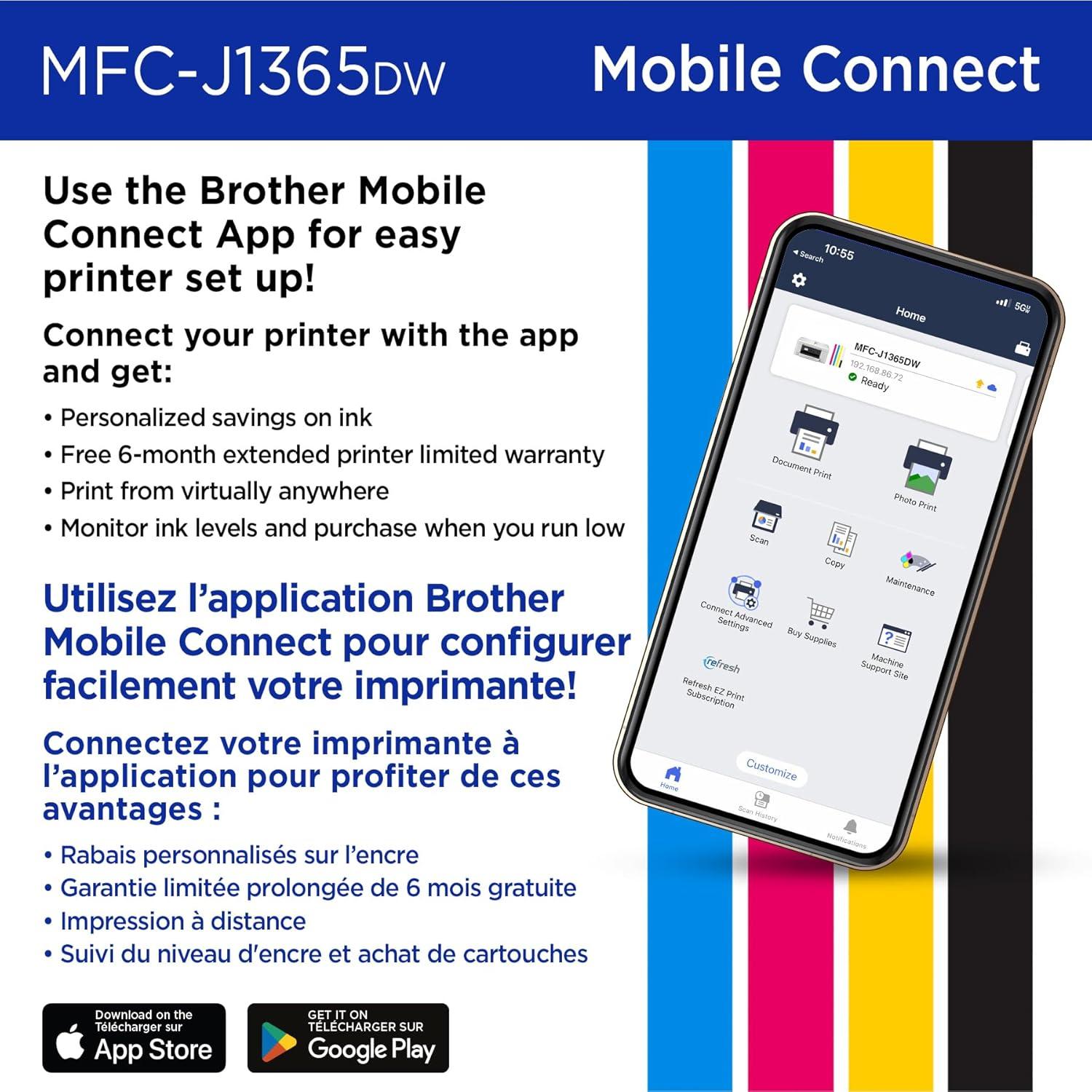 Impresora Multifuncional Brother MFC-J1365DW Inalámbrica Color