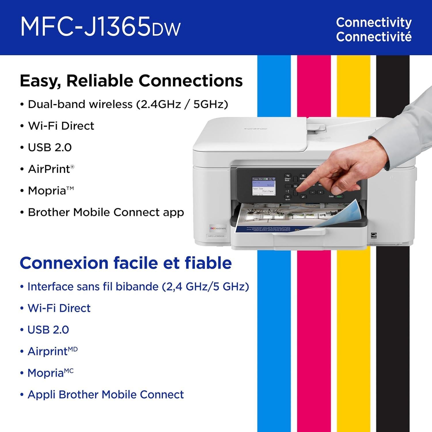 Impresora Multifuncional Brother MFC-J1365DW Inalámbrica Color