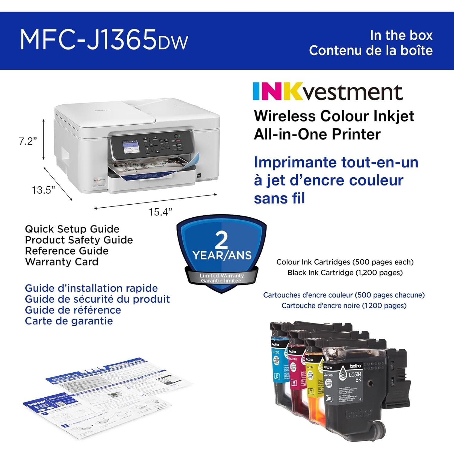 Impresora Multifuncional Brother MFC-J1365DW Inalámbrica Color