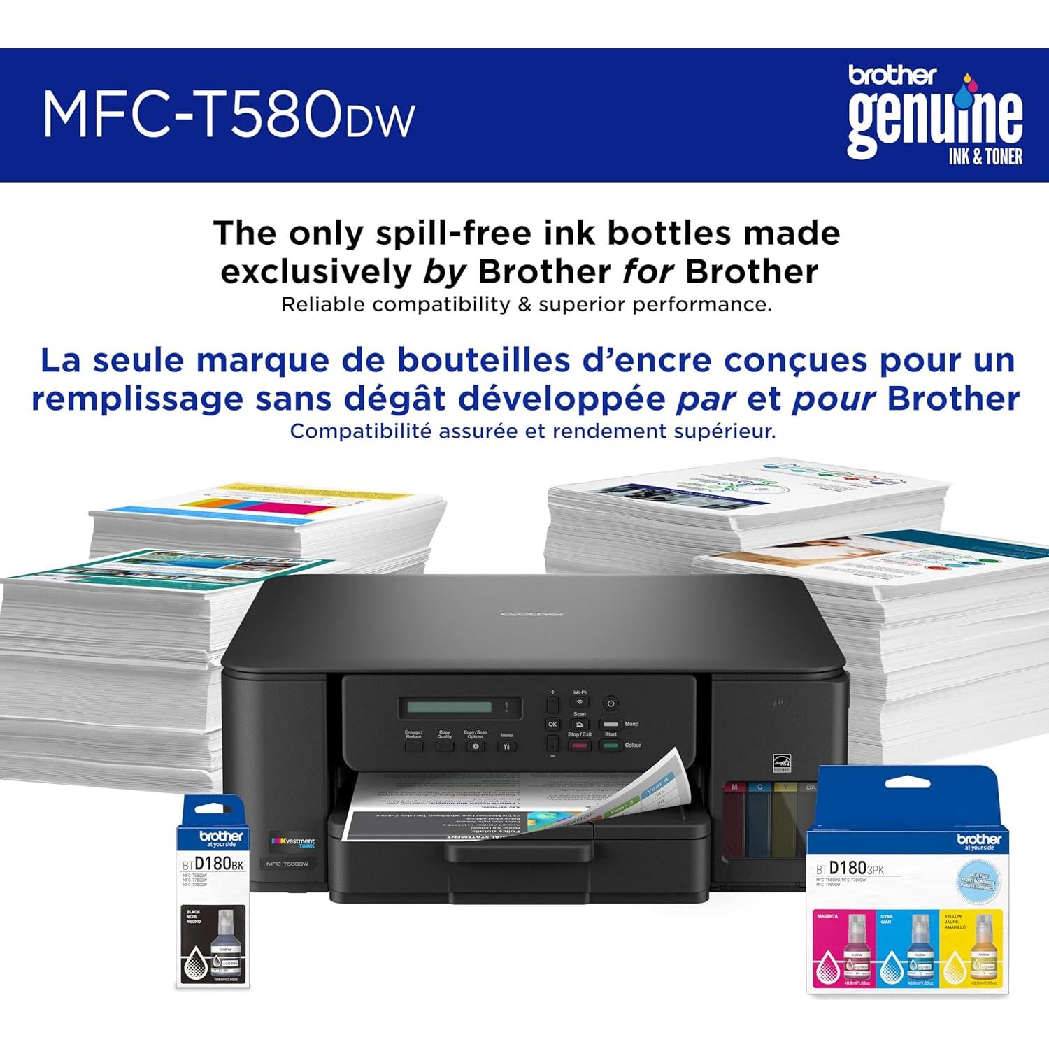 Impresora Multifuncional Brother MFC-T580DW Inalámbrica a Color