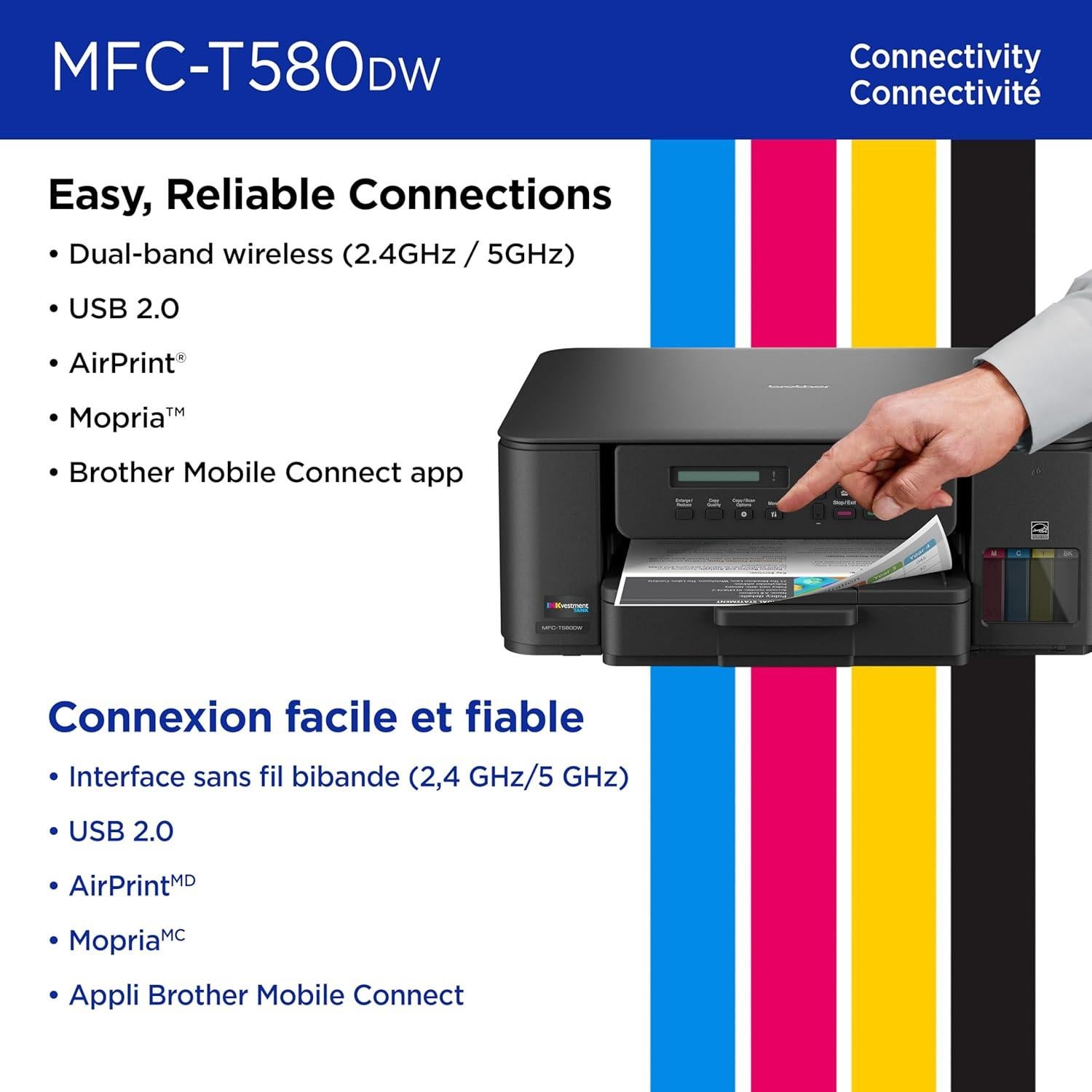 Impresora Multifuncional Brother MFC-T580DW Inalámbrica a Color