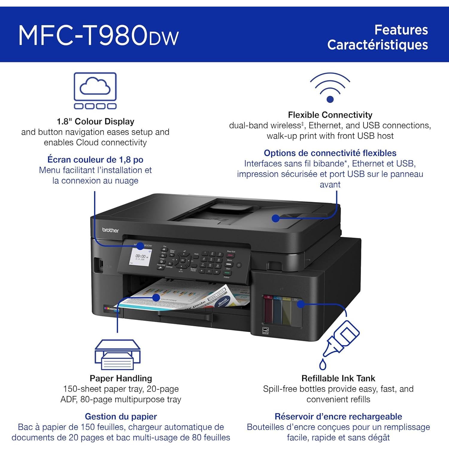 Impresora Multifuncional Brother MFC-T980DW a Color WiFi