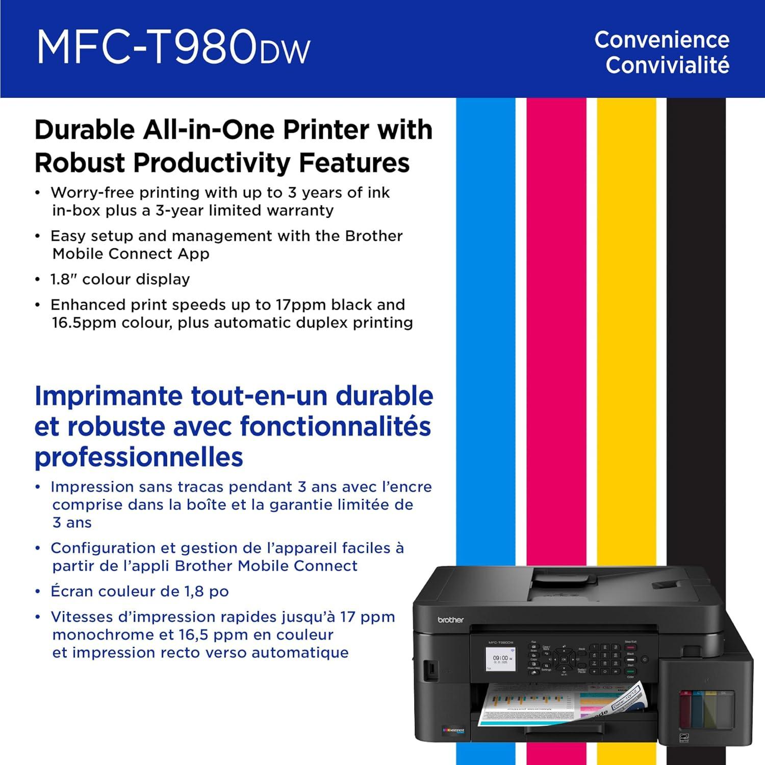 Impresora Multifuncional Brother MFC-T980DW a Color WiFi