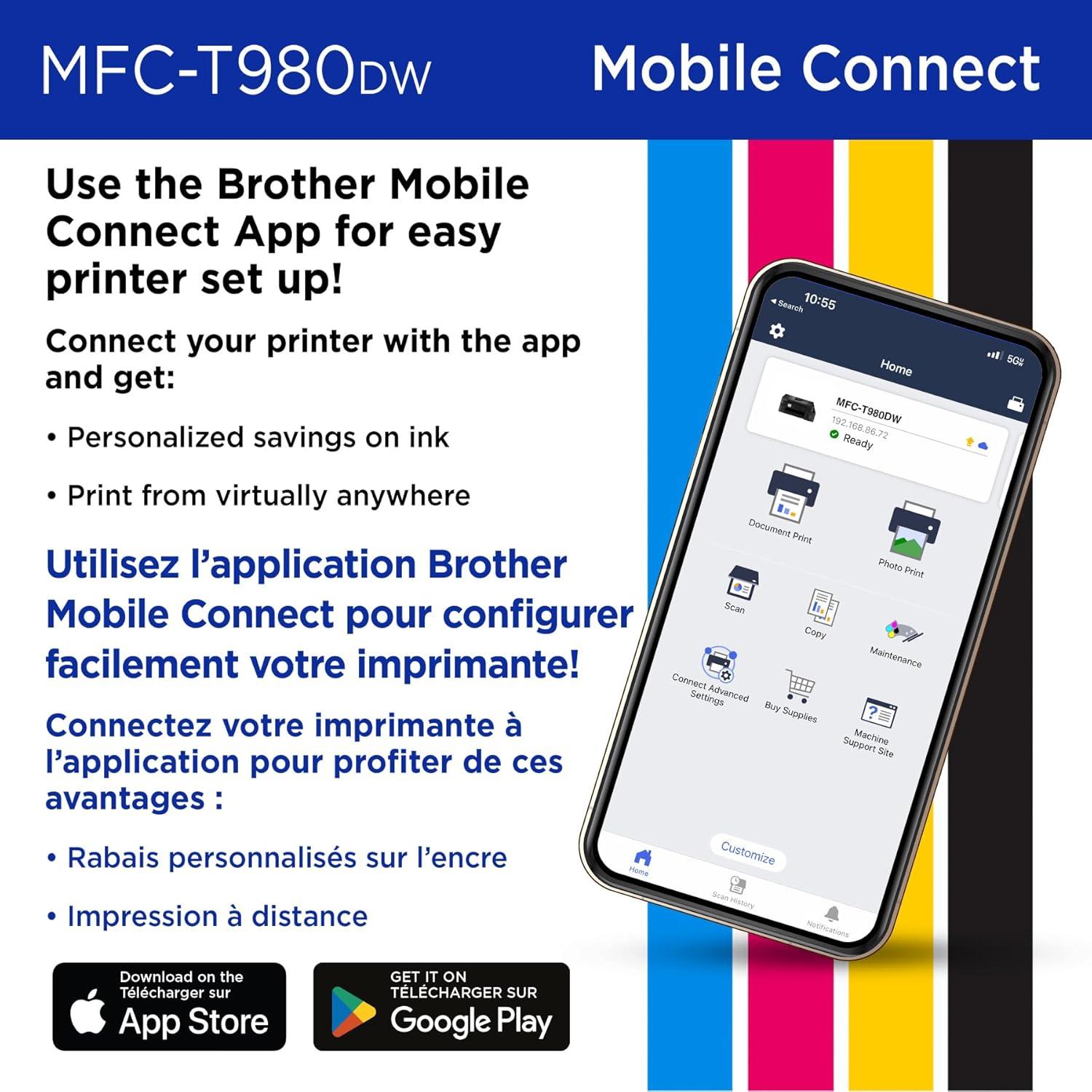 Impresora Multifuncional Brother MFC-T980DW a Color WiFi