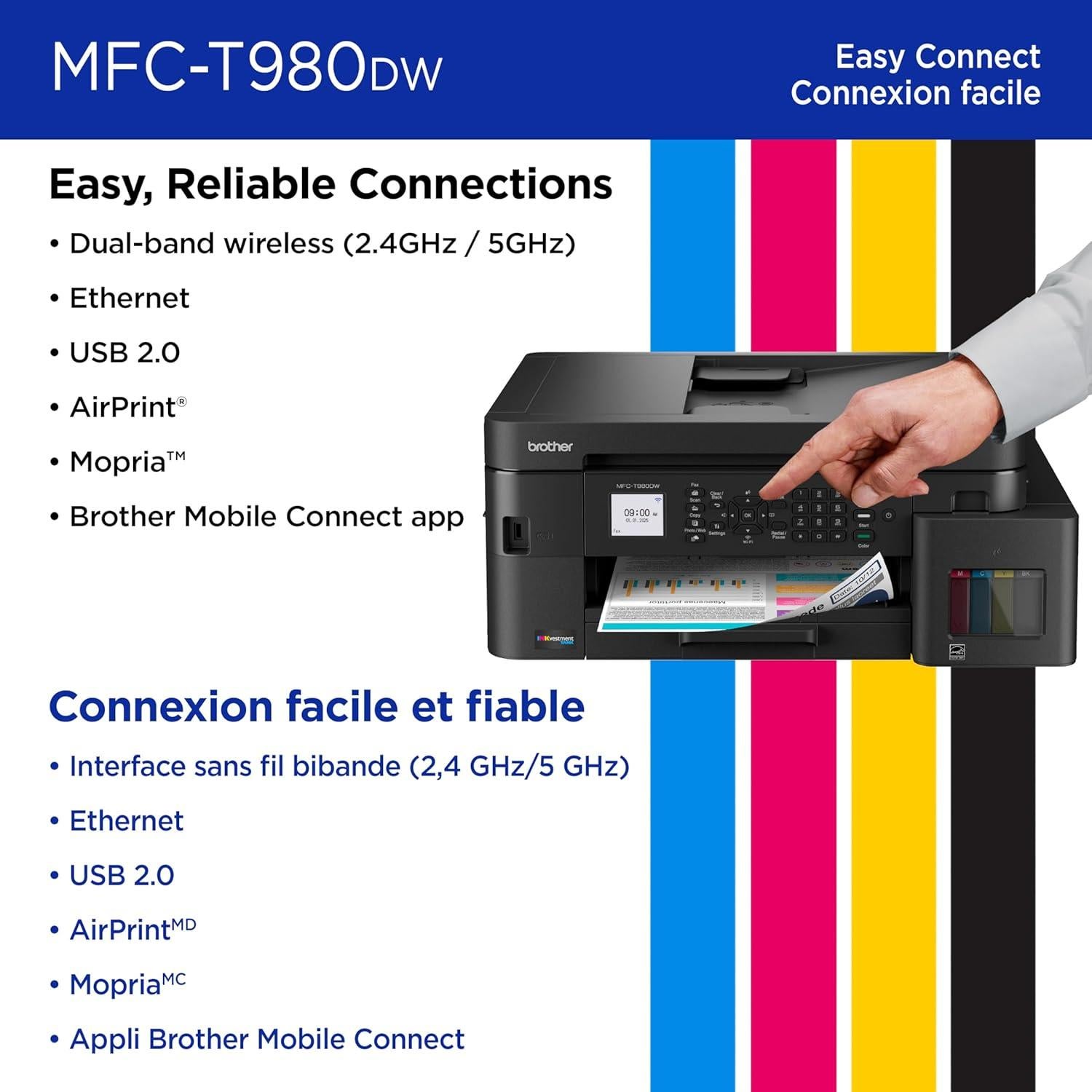 Impresora Multifuncional Brother MFC-T980DW a Color WiFi