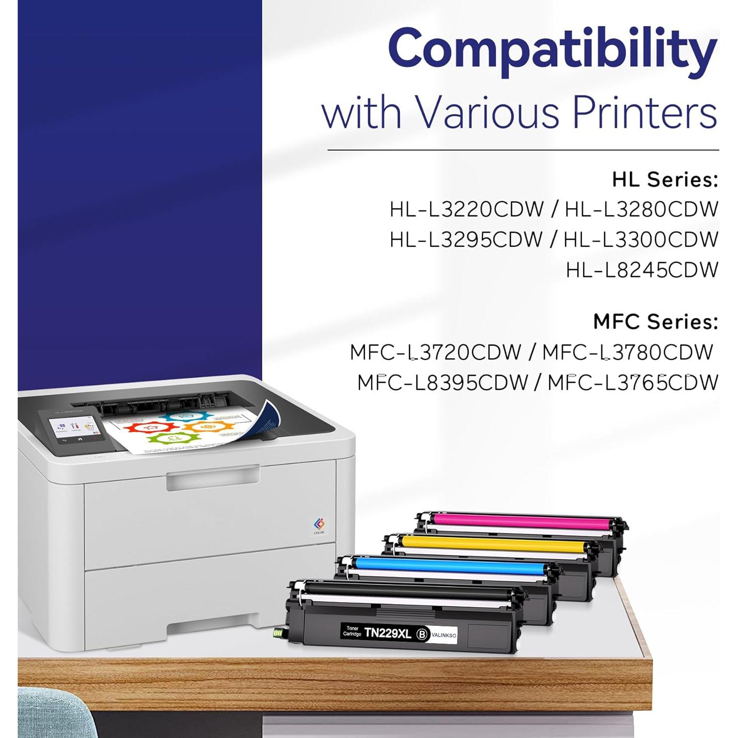 Cartucho de Tóner Valinkso TN229XL Compatible Brother - 4 Piezas