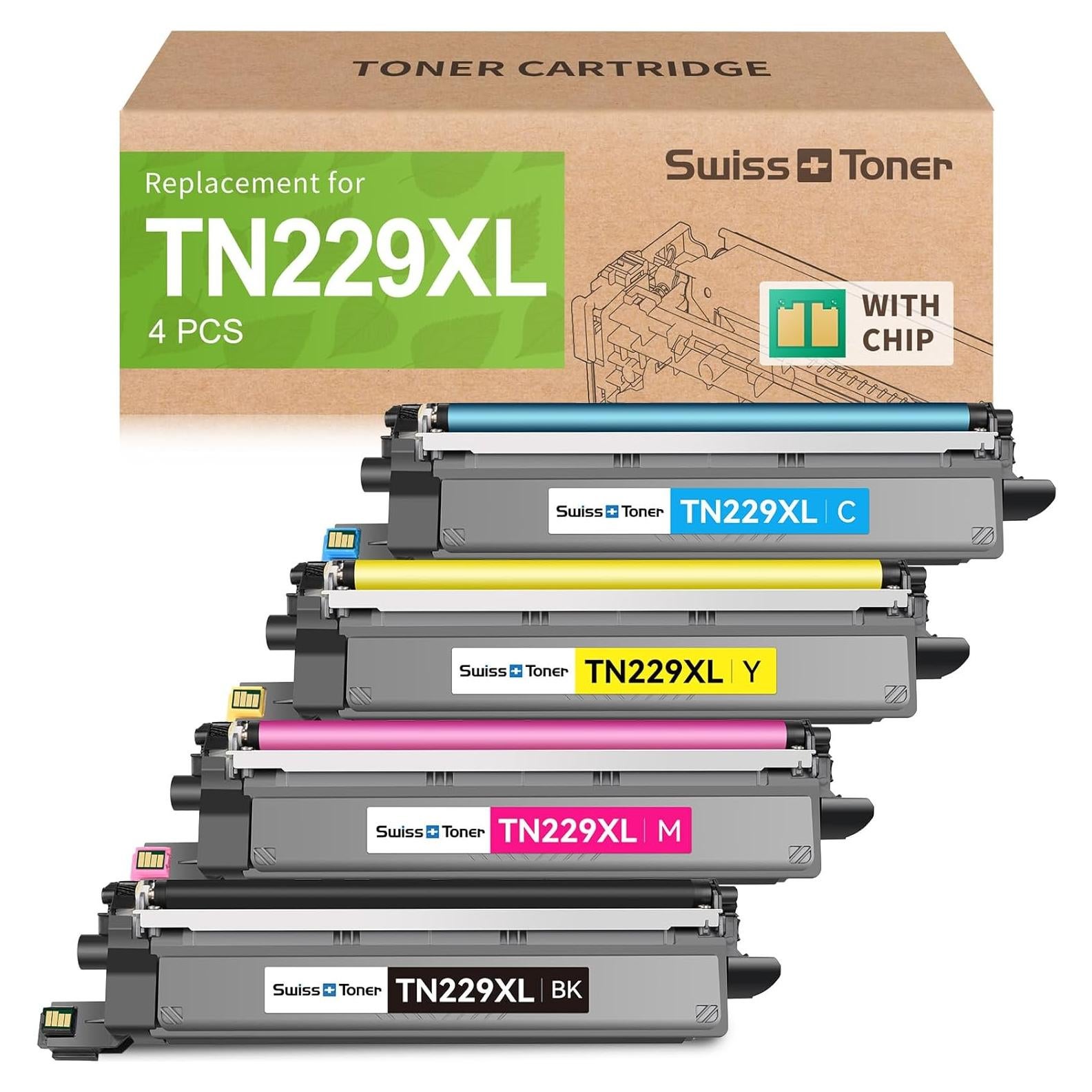 Cartuchos de Tóner TN229XL Suizo 4 Piezas para Brother