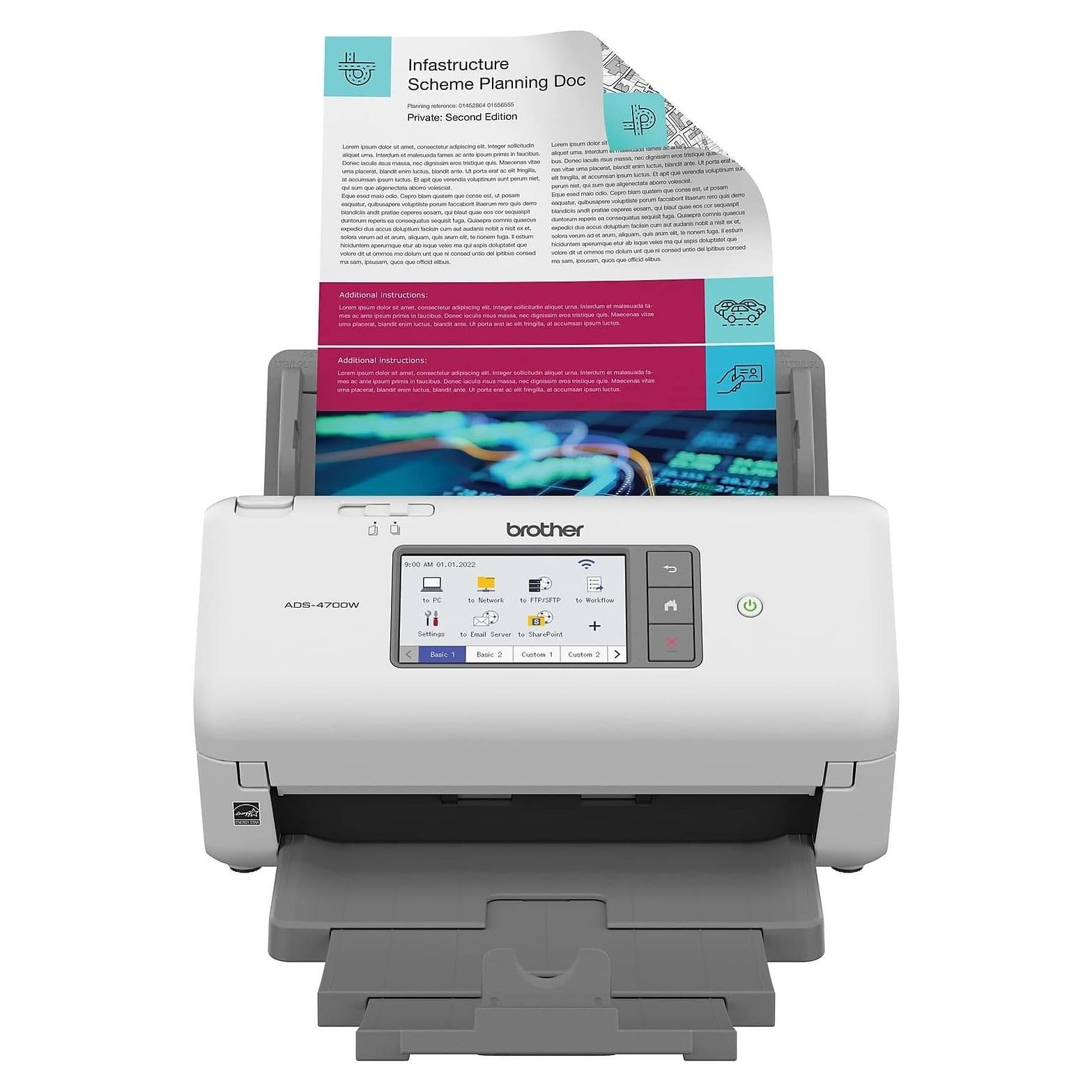 Escáner de escritorio Brother ADS-4700W 40ppm WiFi ADF 80pág