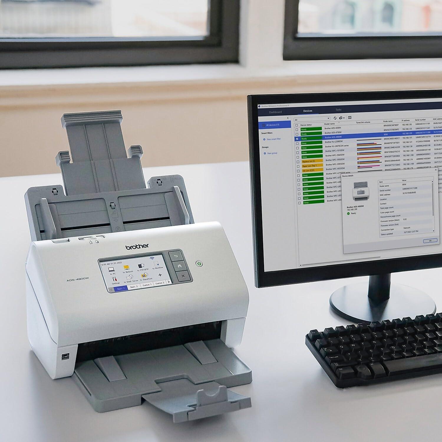 Escáner de Escritorio Brother ADS-4900W Dúplex Inalámbrico