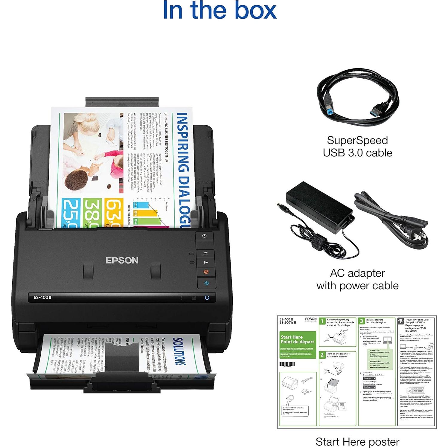 Escáner de Documentos Dúplex Epson WorkForce ES-400 II ADF