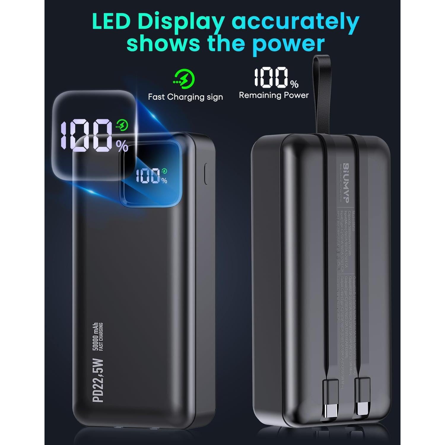 Banco de Energía DONG GUANG 50000mAh Carga Rápida USB-C