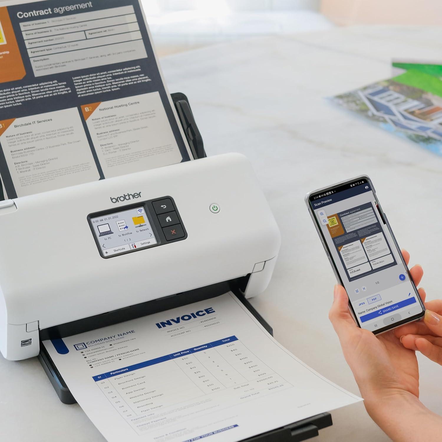 Escáner de Escritorio Inalámbrico Brother ADS-3350W 40ppm