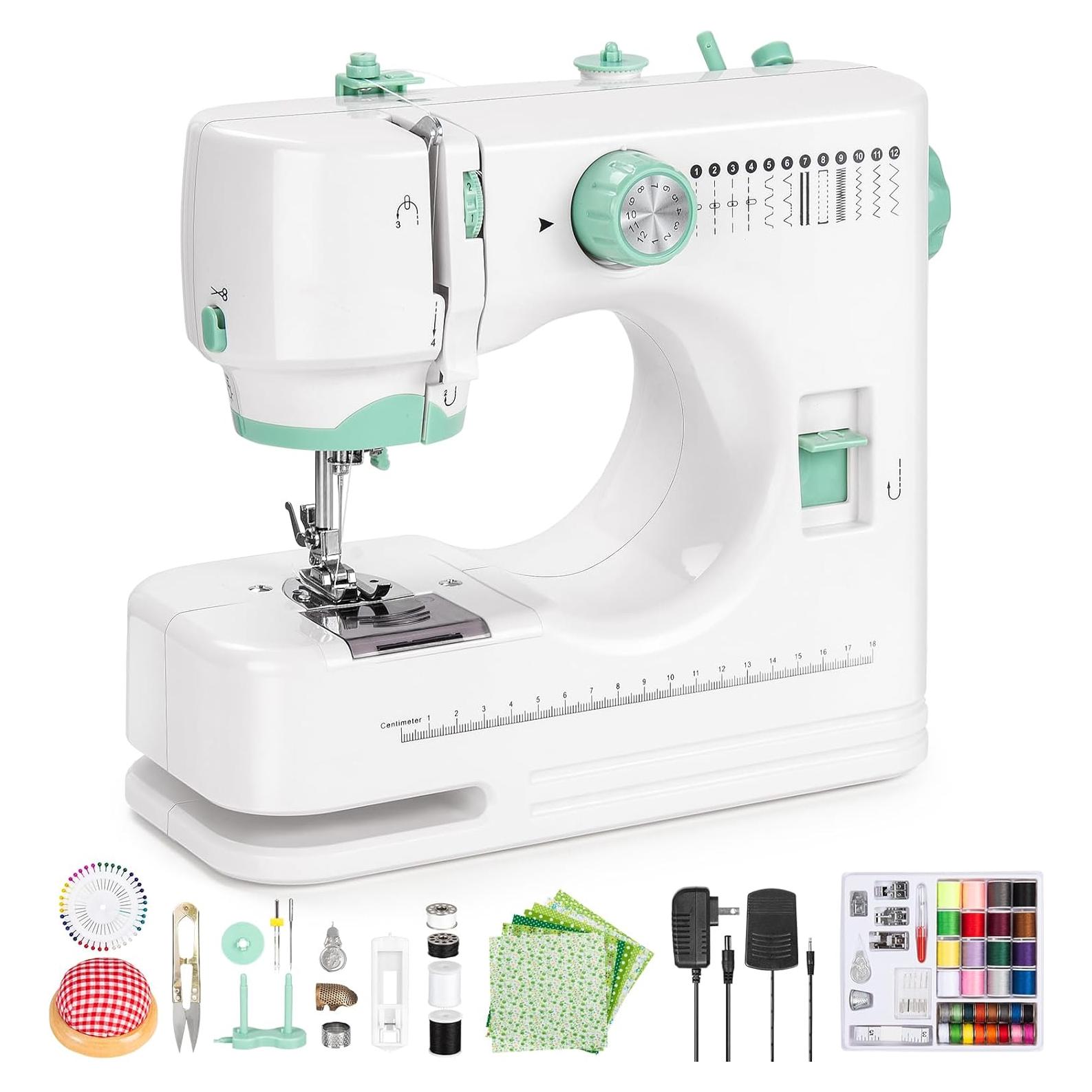 Máquina de Coser Eléctrica Portátil Mini 12 Puntadas Verde