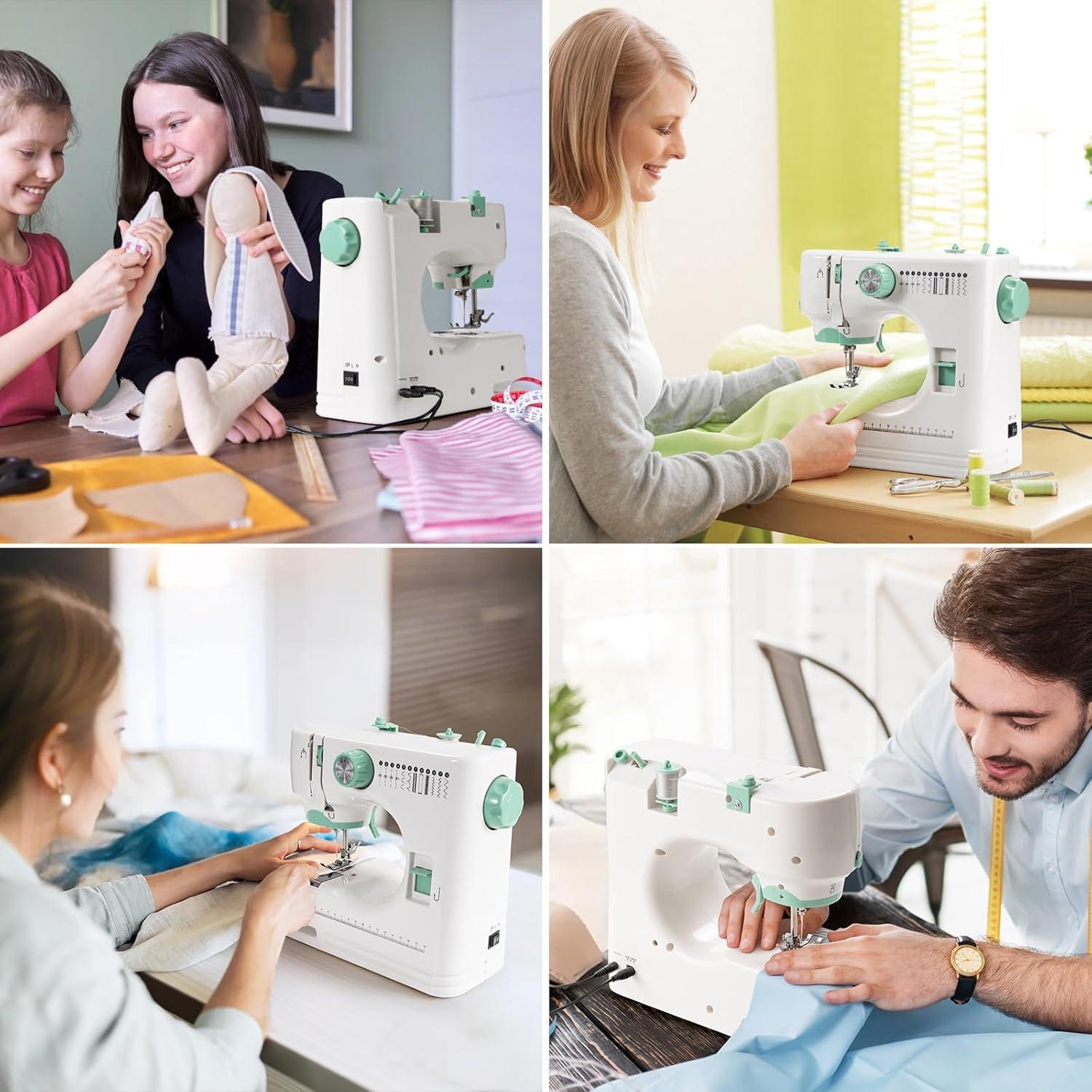 Máquina de Coser Eléctrica Portátil Mini 12 Puntadas Verde