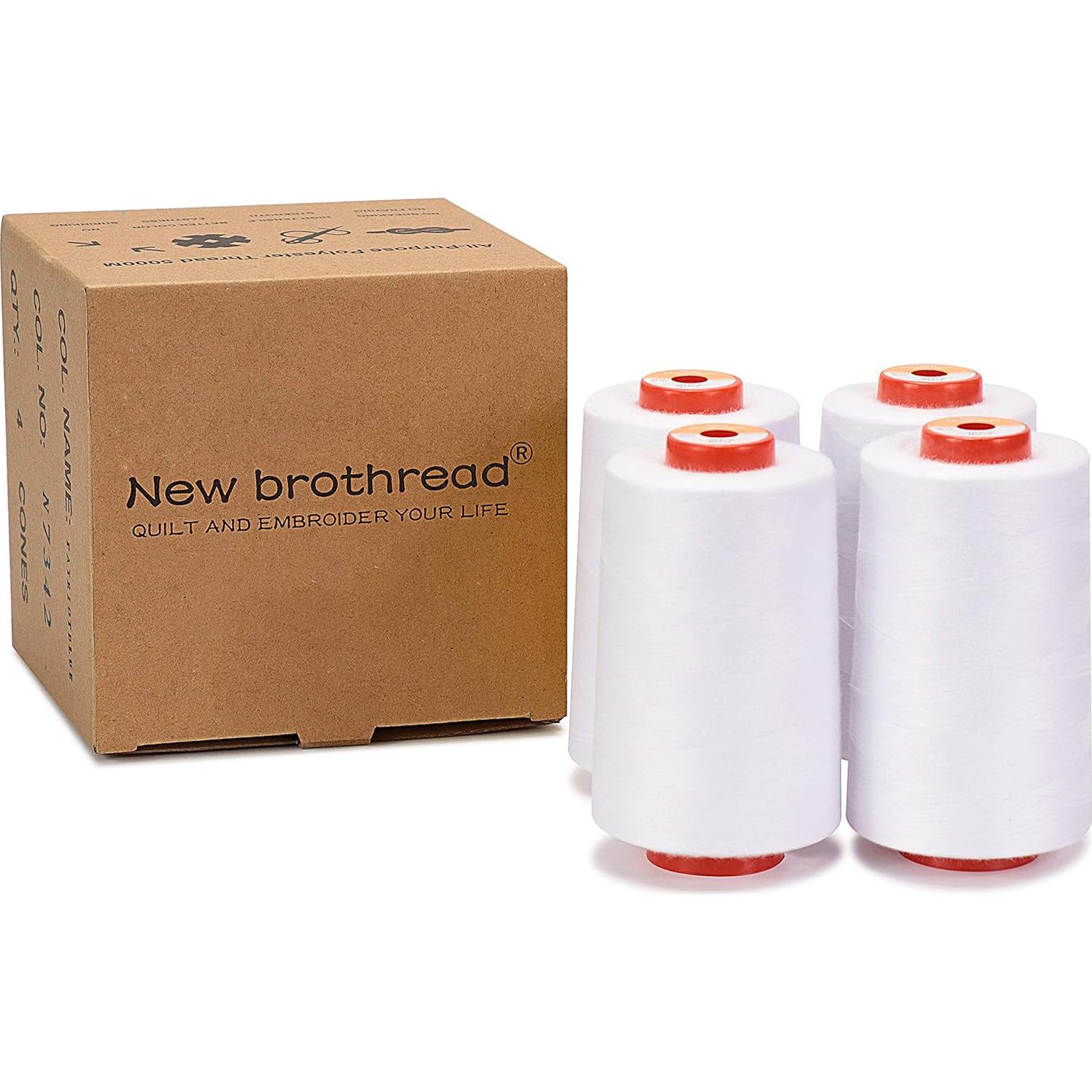 Hilo de Poliester New brothread 4 Conos 20000m Blanco 40S/2