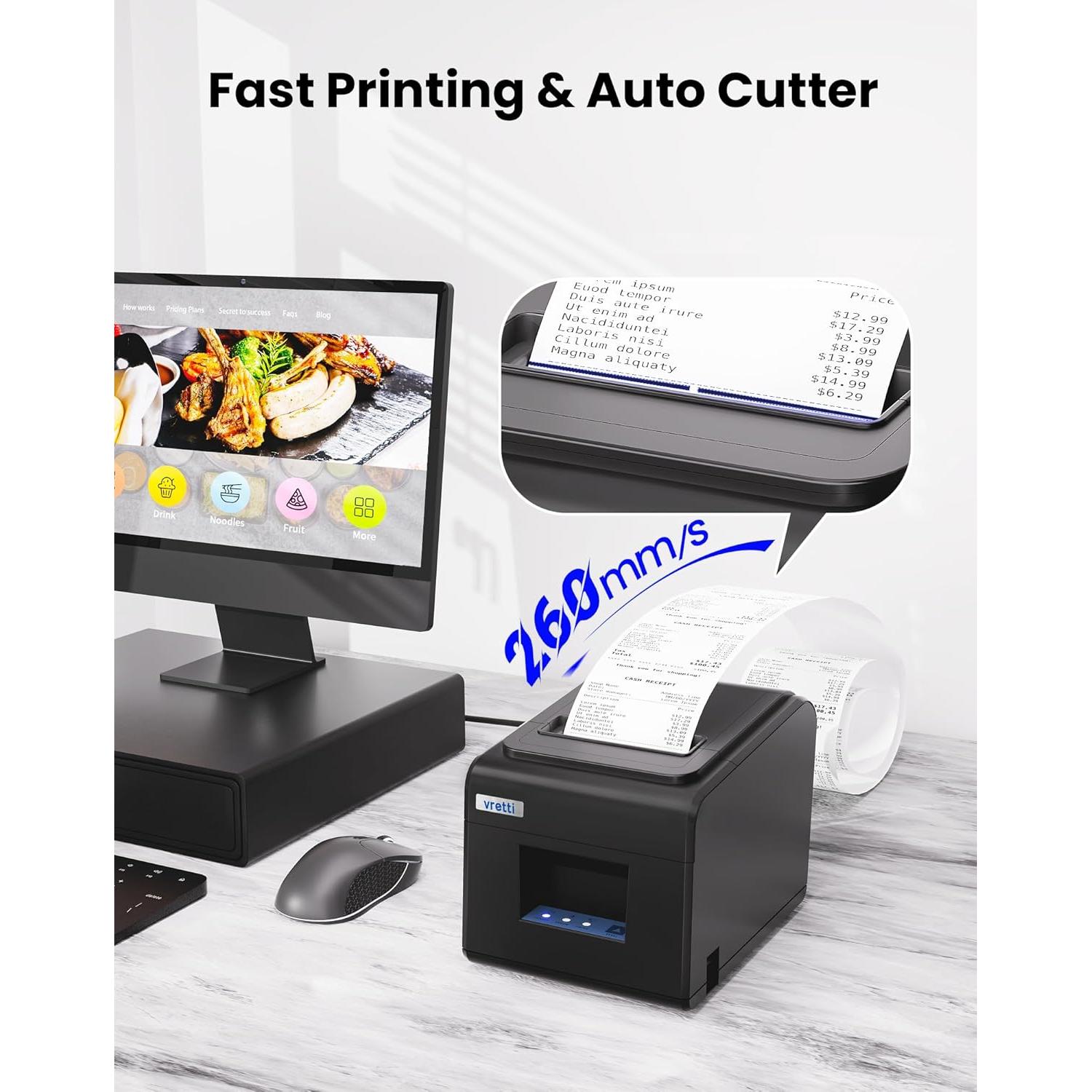 Impresora Térmica de Recibos VRETTI 80mm USB Serial LAN