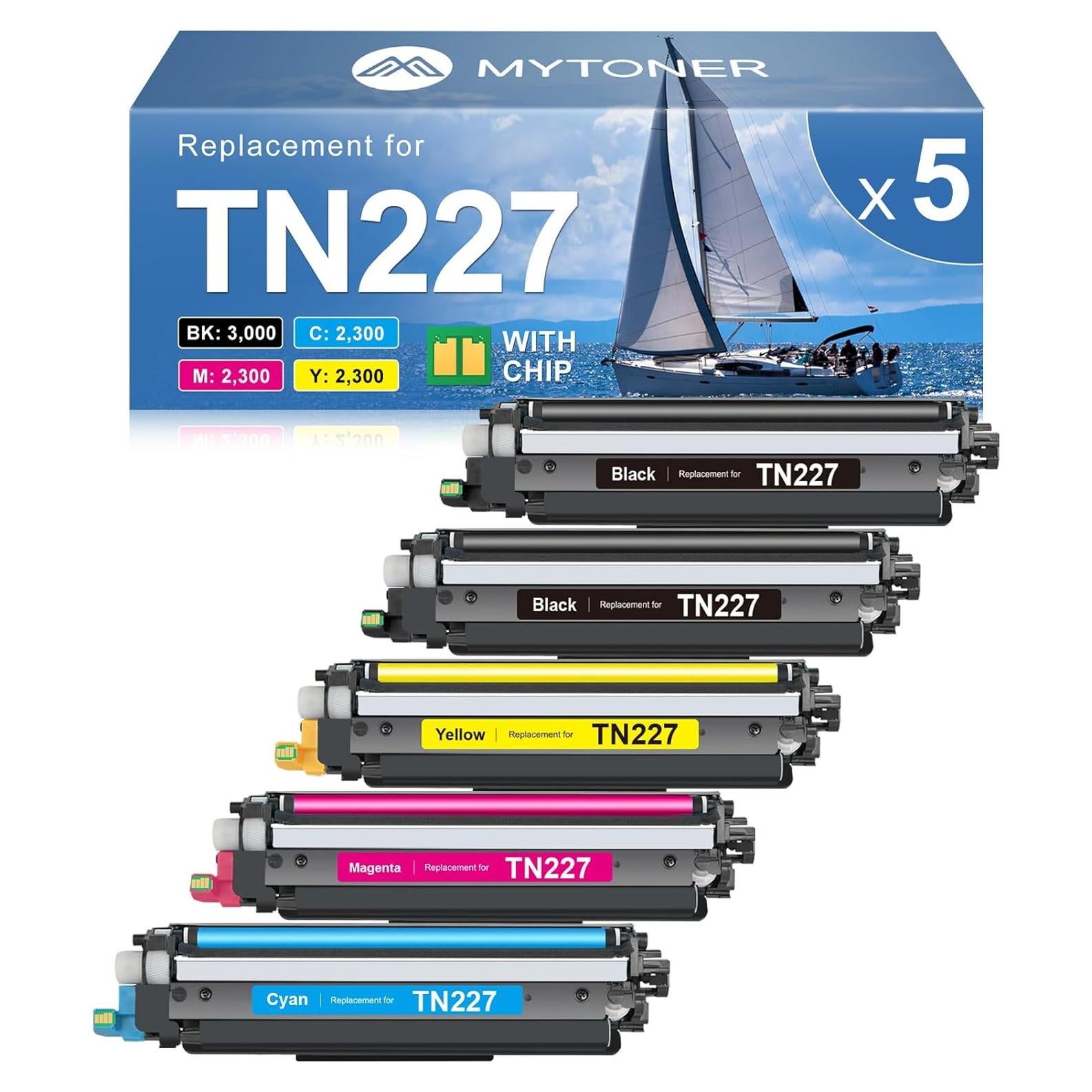 Cartucho de Tóner MYTONER TN227 Compatible Brother TN-227BK/C/M/Y - 5 Paquete
