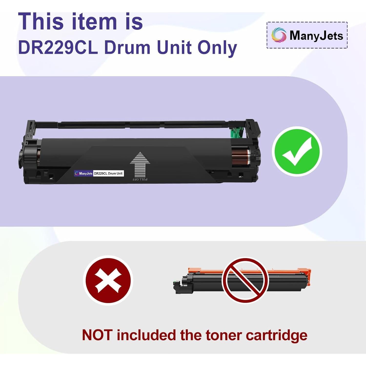 Paquete de 4 Unidades de Tambor DR229CL ManyJets Compatible
