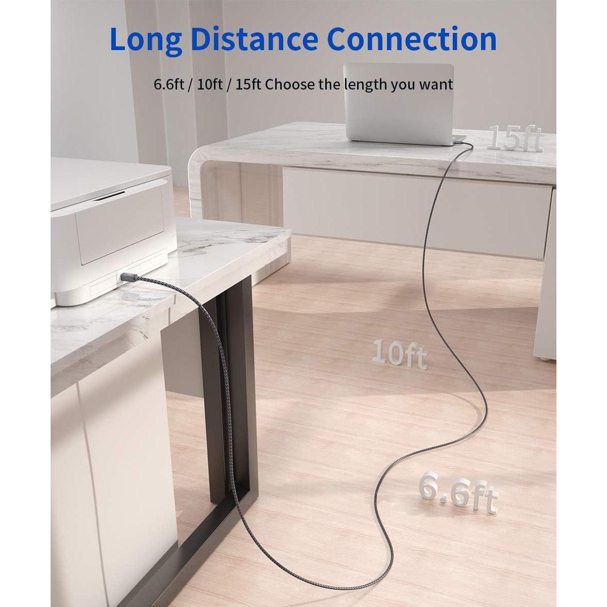 Cable USB 2.0 JSAUX Tipo A Macho a B Macho 2.01m Gris