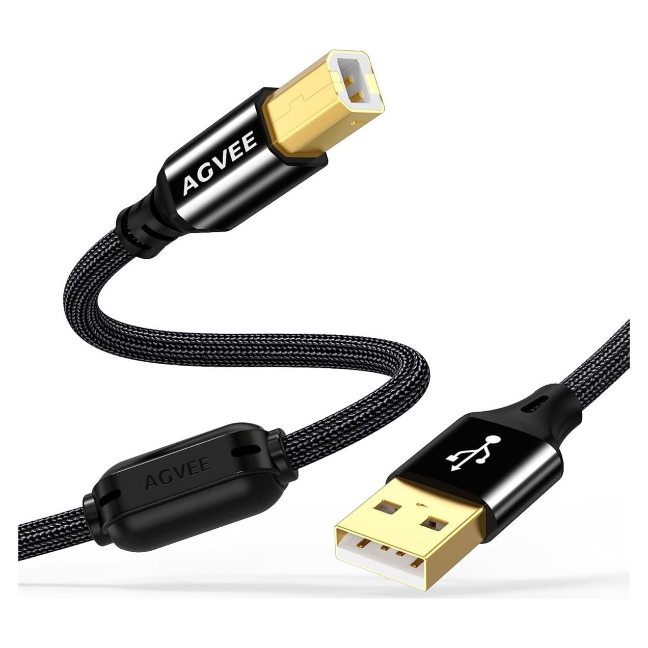 Cable USB-A a B AGVEE 2.01m para Impresoras y MIDI Negro