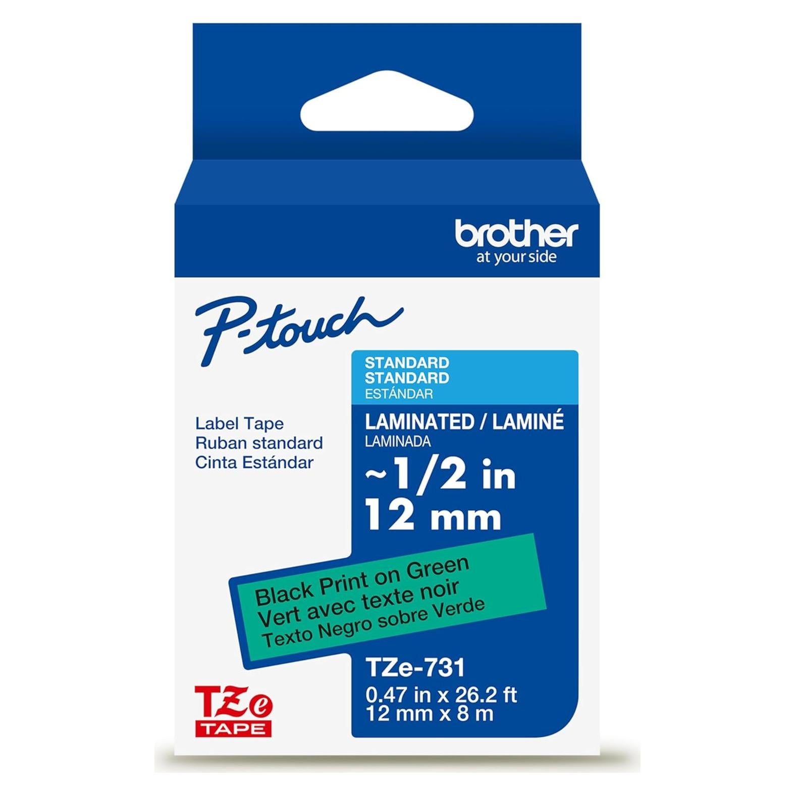 Cinta de Etiqueta Laminada Brother TZe731 12mm Negro Verde