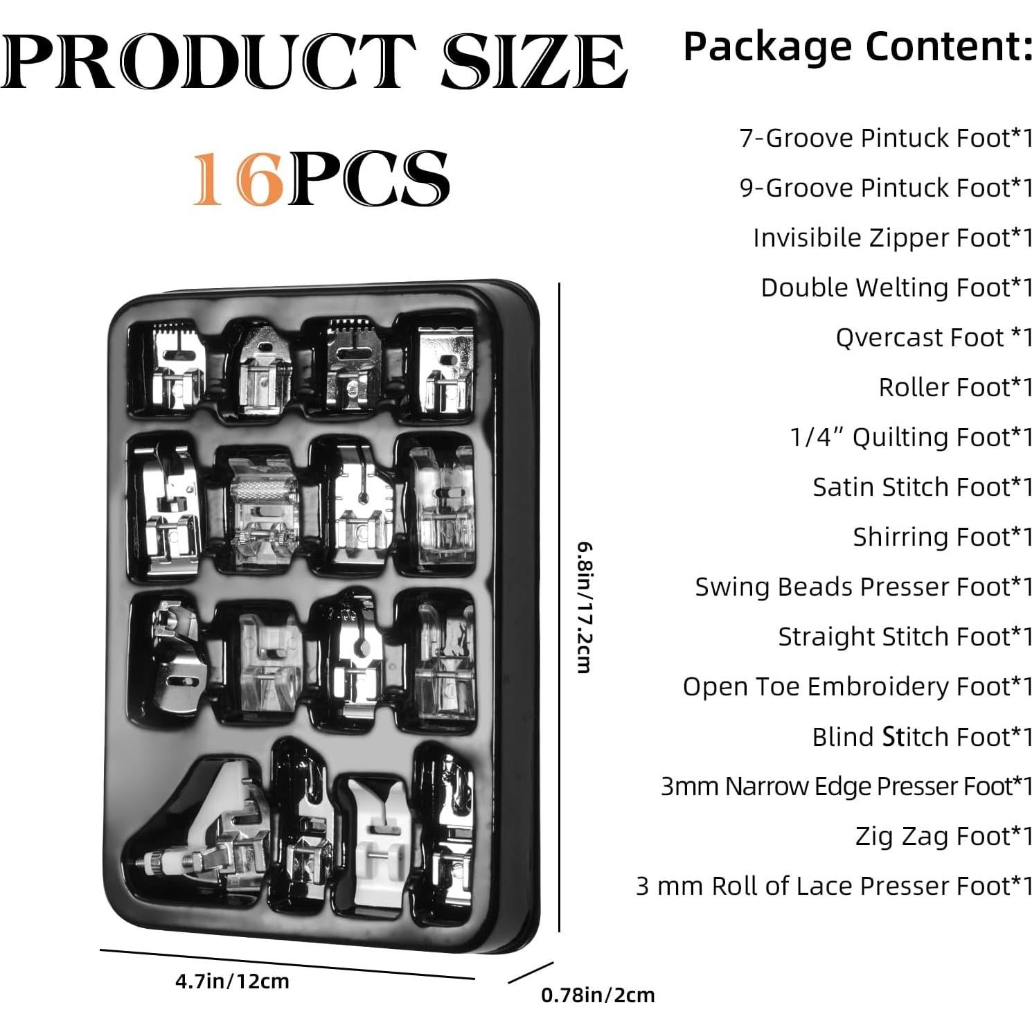 Juego de 16 Piezas de Patas de Prensatelas Cynailli