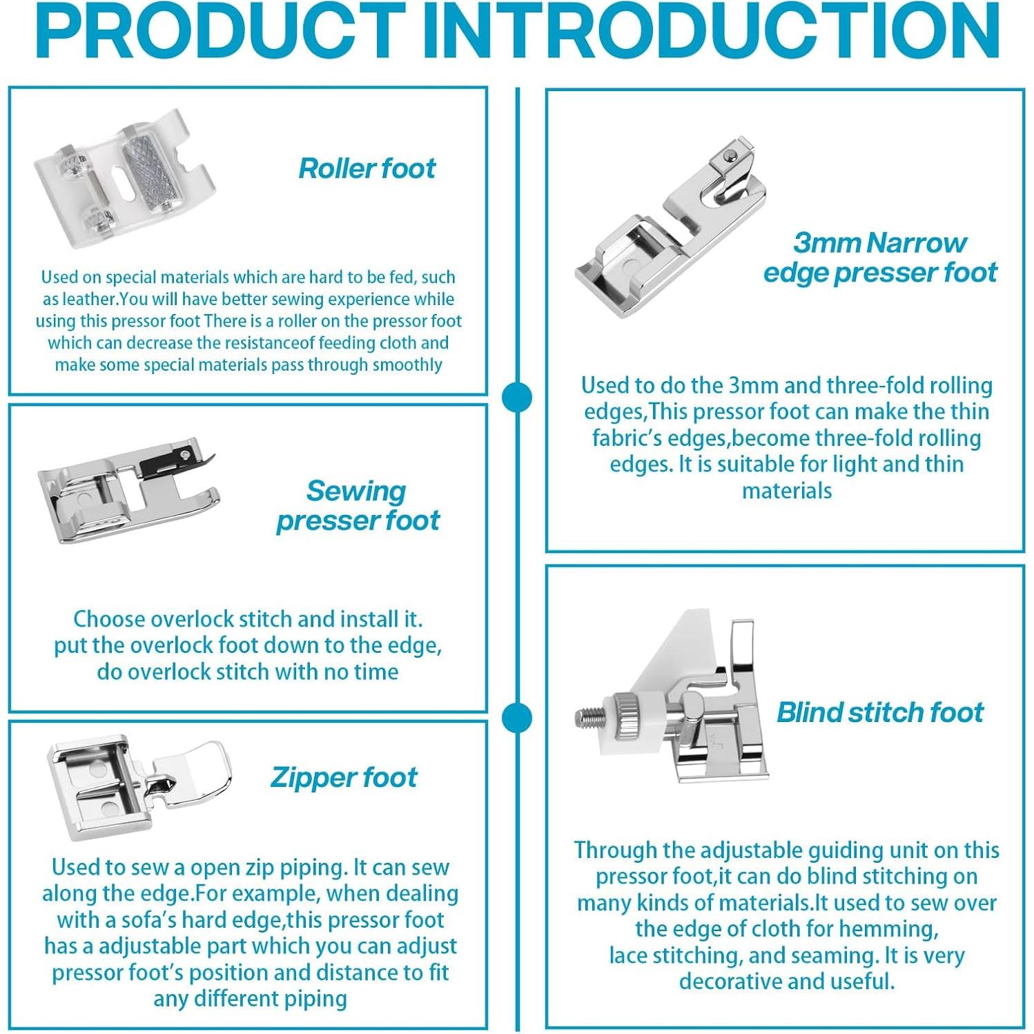 Kit de 11 Piezas de Pies de Prensatelas Uelkr para Coser
