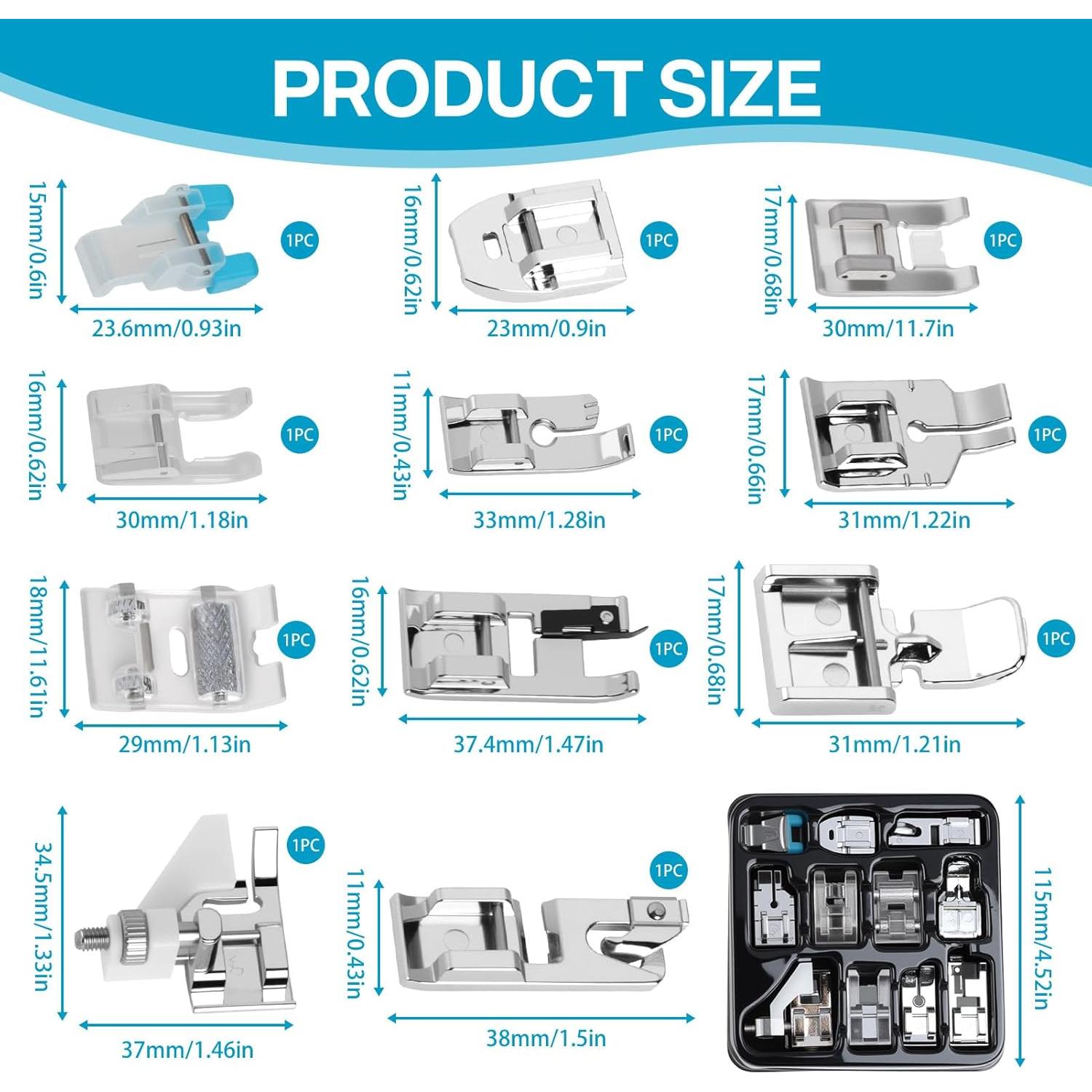 Kit de 11 Piezas de Pies de Prensatelas Uelkr para Coser
