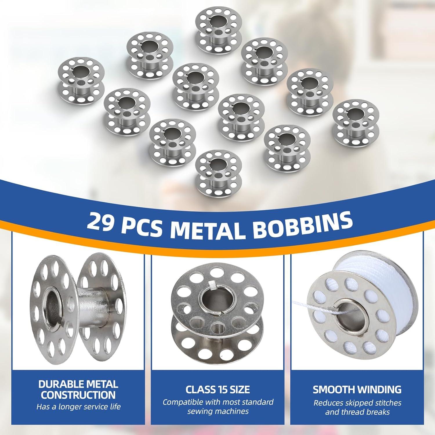 29 Bobinas de Metal Clase 15 para Máquina de Coser - Compatible con Singer, Brother, Janome