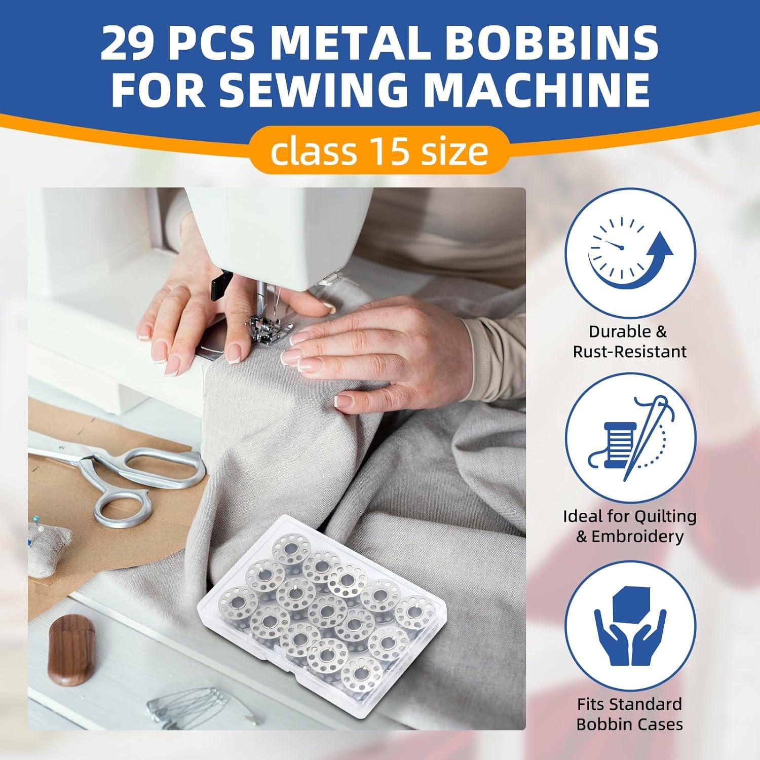 29 Bobinas de Metal Clase 15 para Máquina de Coser - Compatible con Singer, Brother, Janome