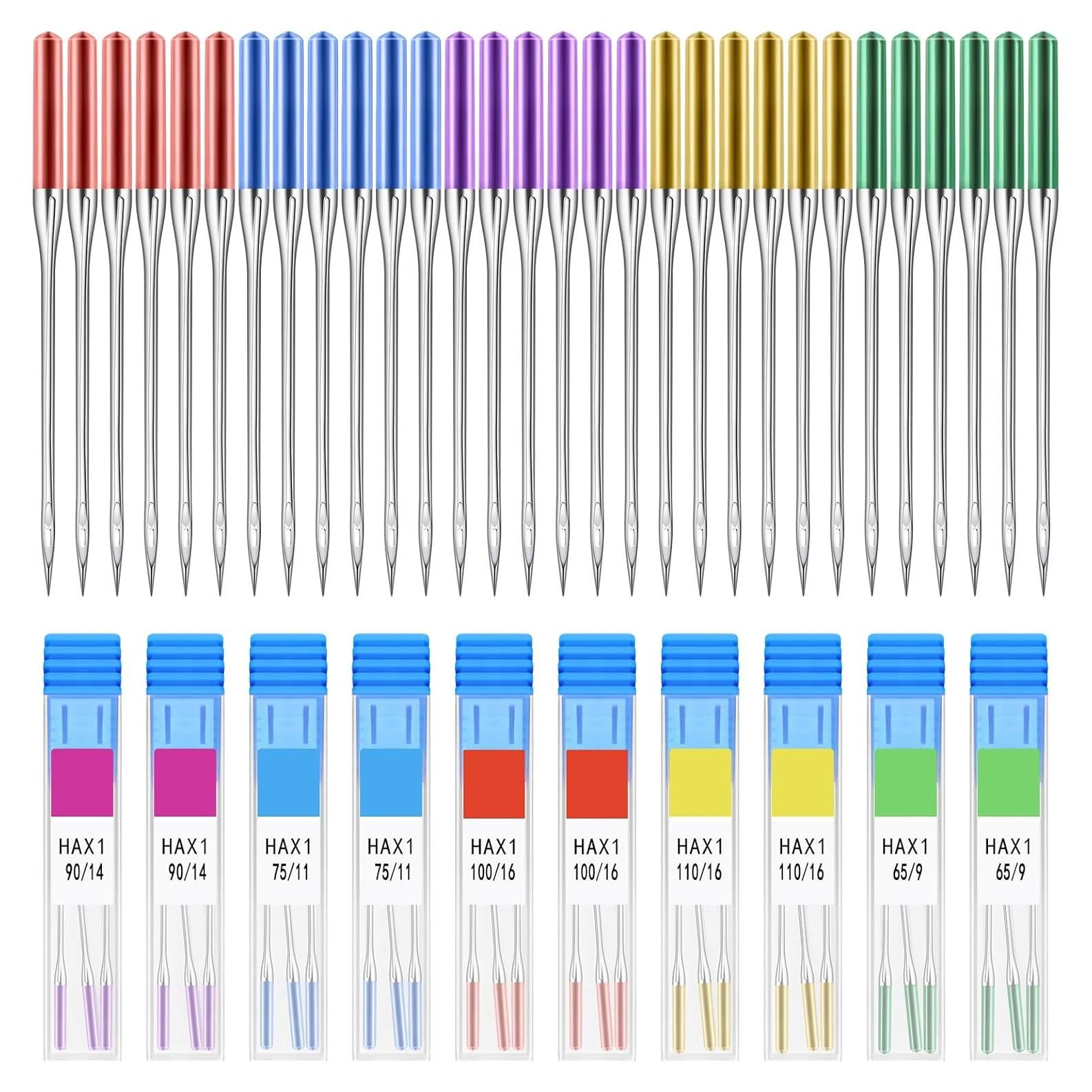 30 Agujas de Máquina de Coser Universales GAQWOK - Tamaños 9 a 18