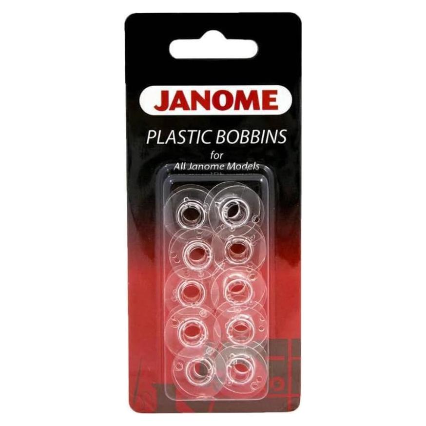 Paquete de 10 bobinas de plástico Janome para máquinas de coser