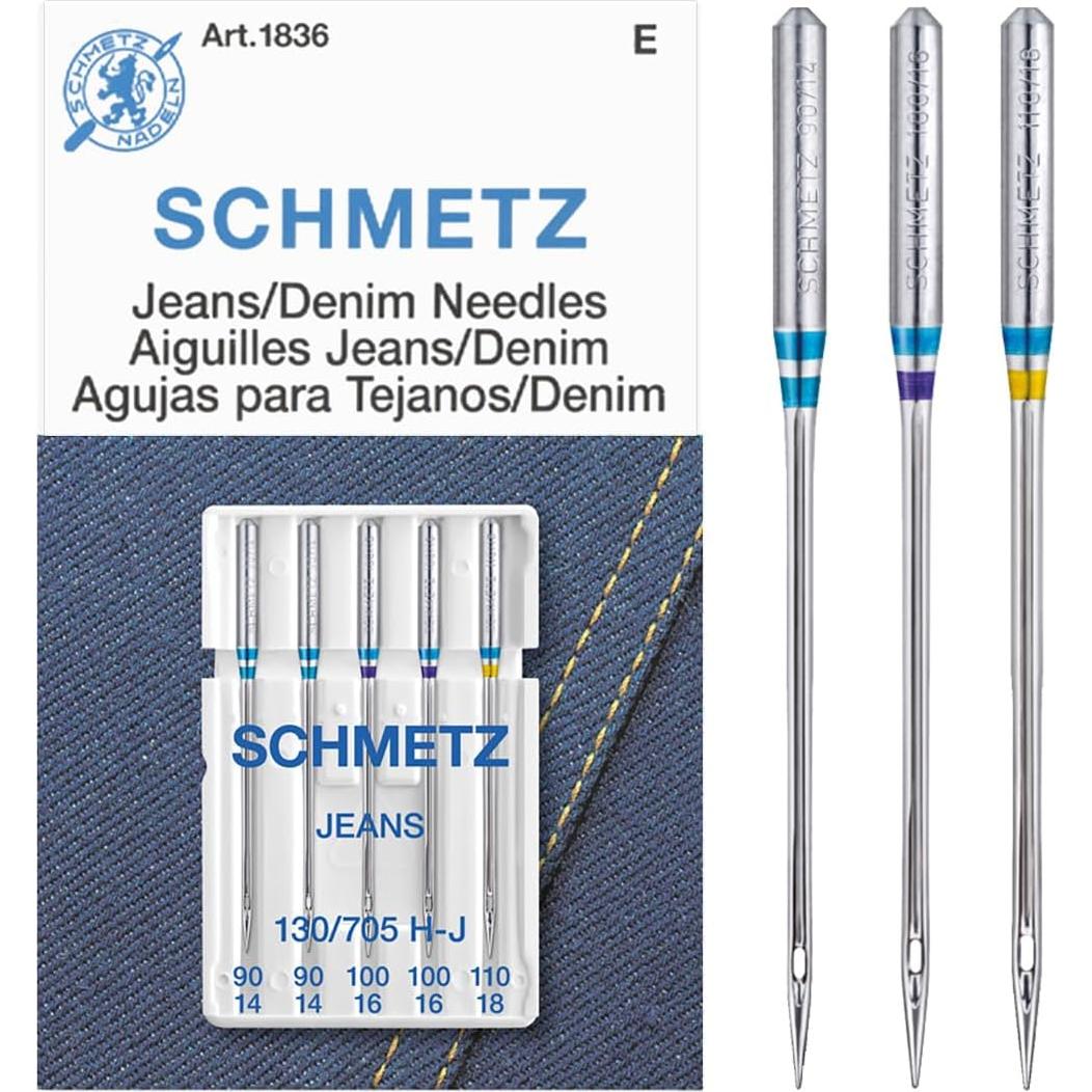 Agujas de Coser SCHMETZ Jeans 25 Unidades para Tejidos Gruesos