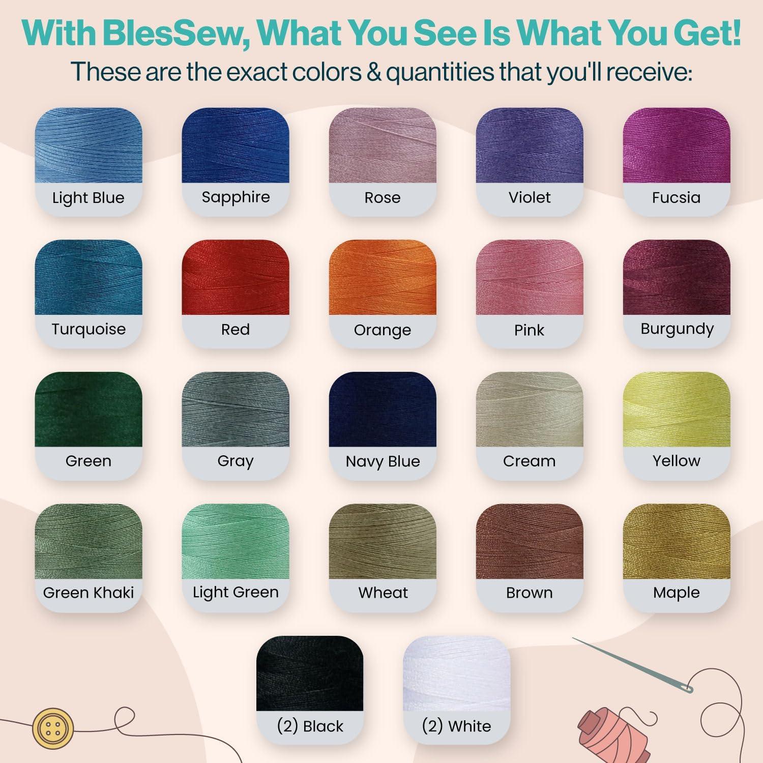 Hilo de Coser BlesSew 24 Bobinas de Poliester 1000m Multicolor