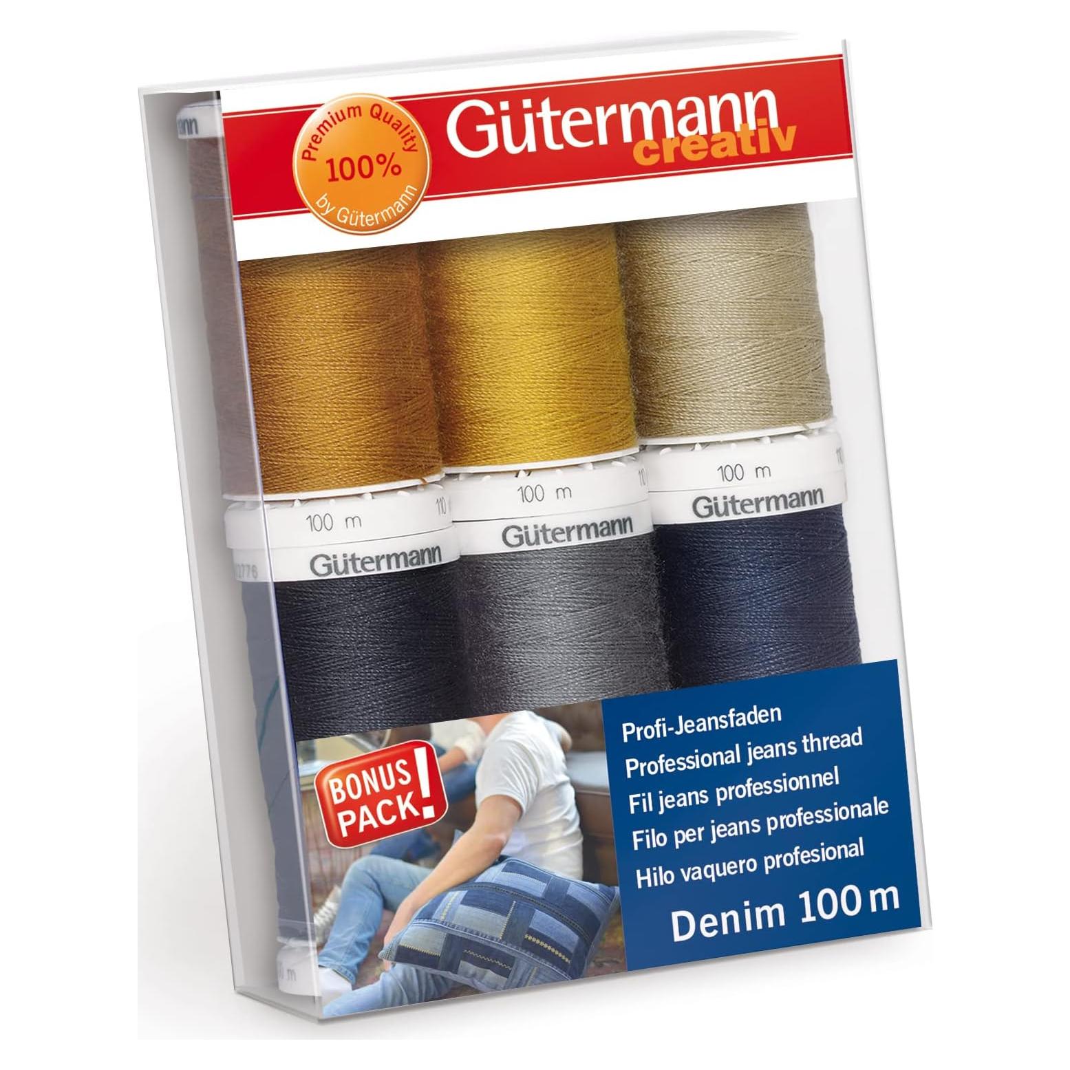 Hilo de Denim Gutermann 6 Carretes 100m Multicolor 12wt