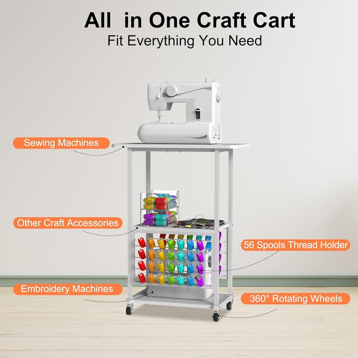 Mesa de Costura Rodante Jchccu con Soporte para 56 Bobinas