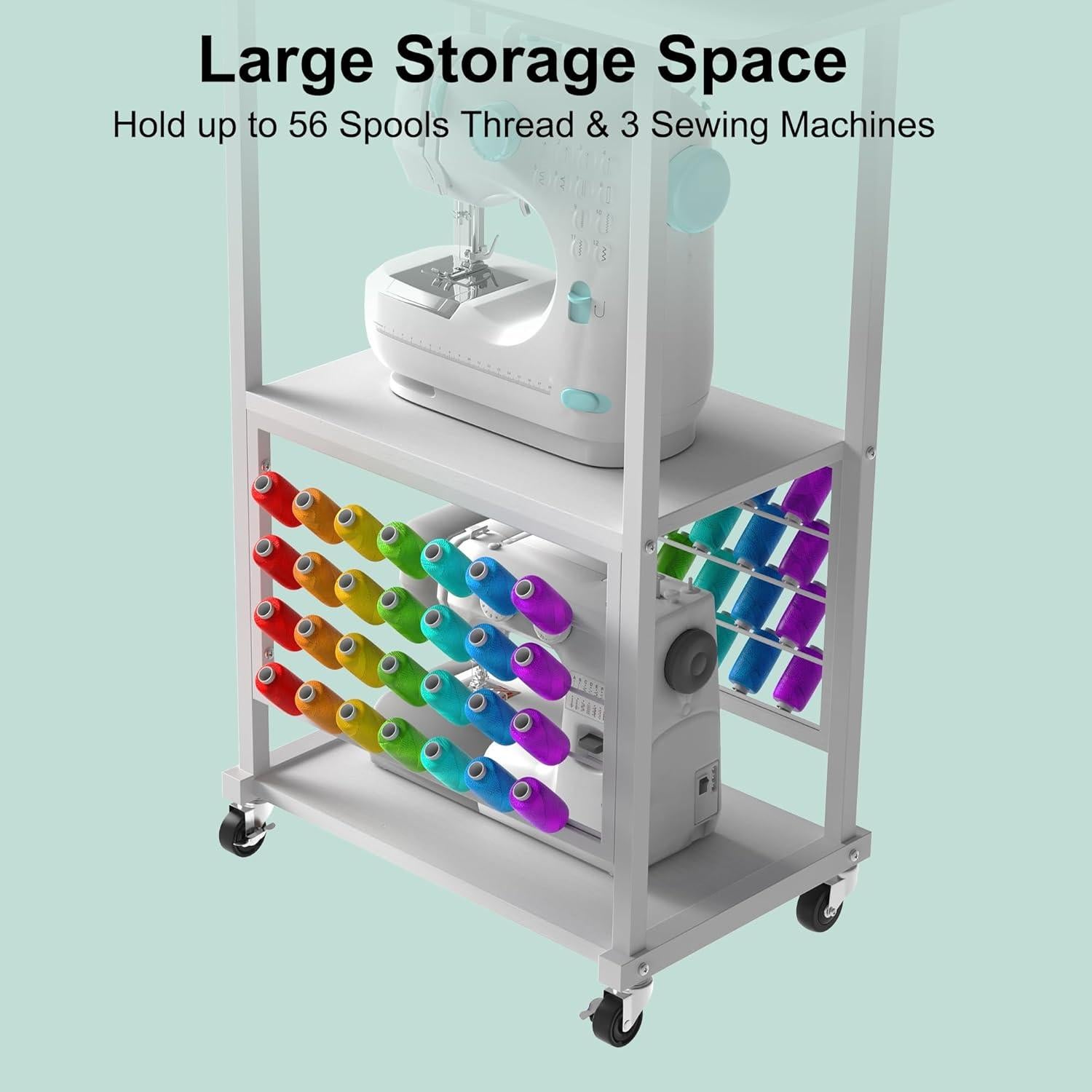 Mesa de Costura Rodante Jchccu con Soporte para 56 Bobinas