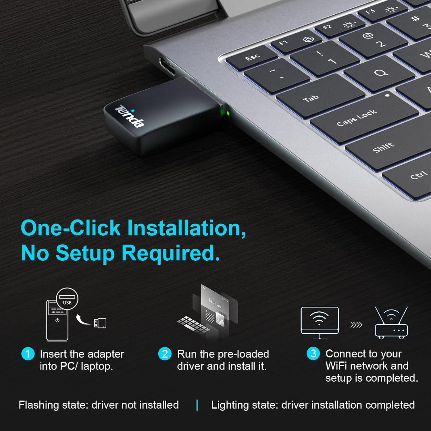 Adaptador WiFi Tenda U11 USB AX900 Doble Banda 900Mbps