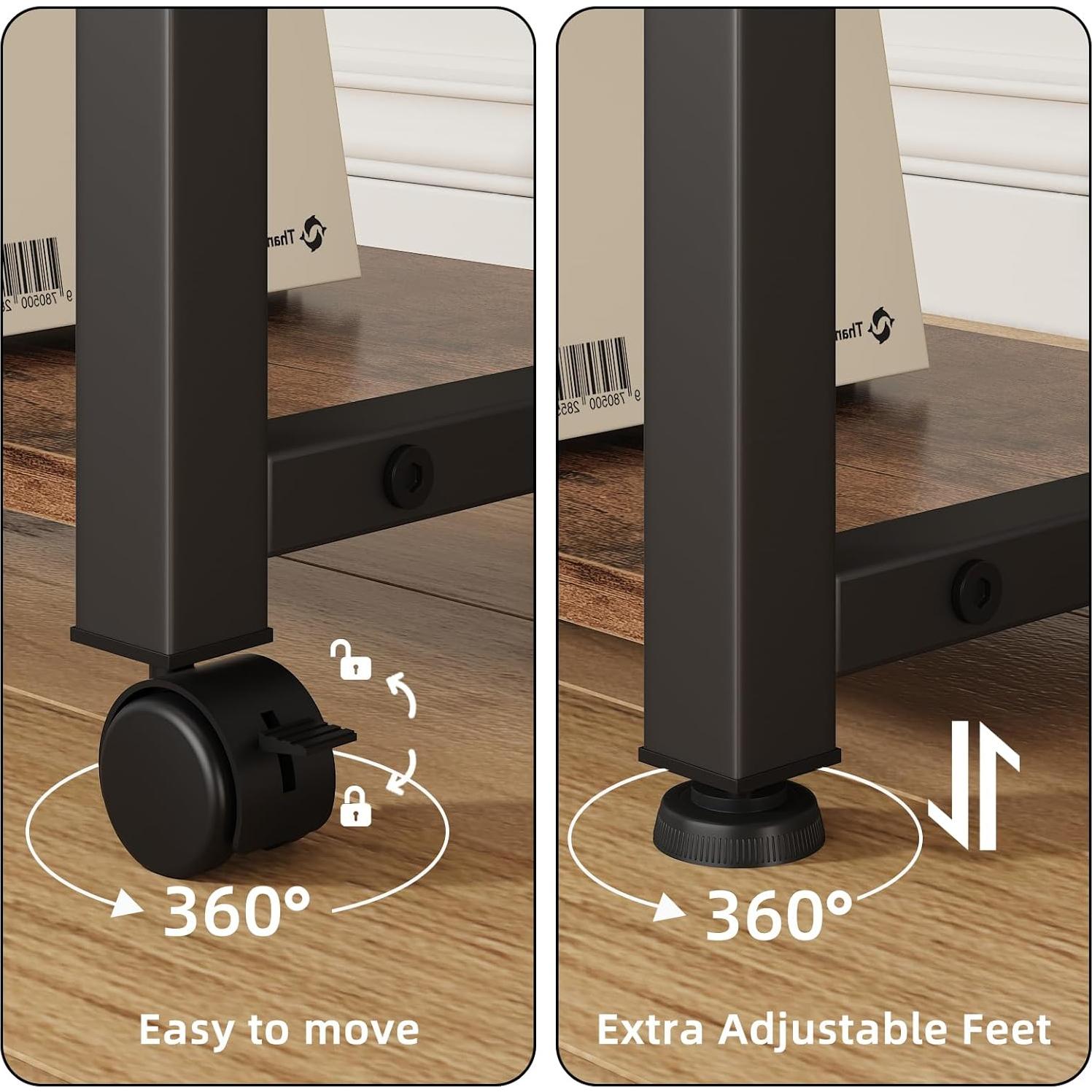 Soporte de Impresora Grande YAOHUOO 2 Niveles con Cajón Marrón