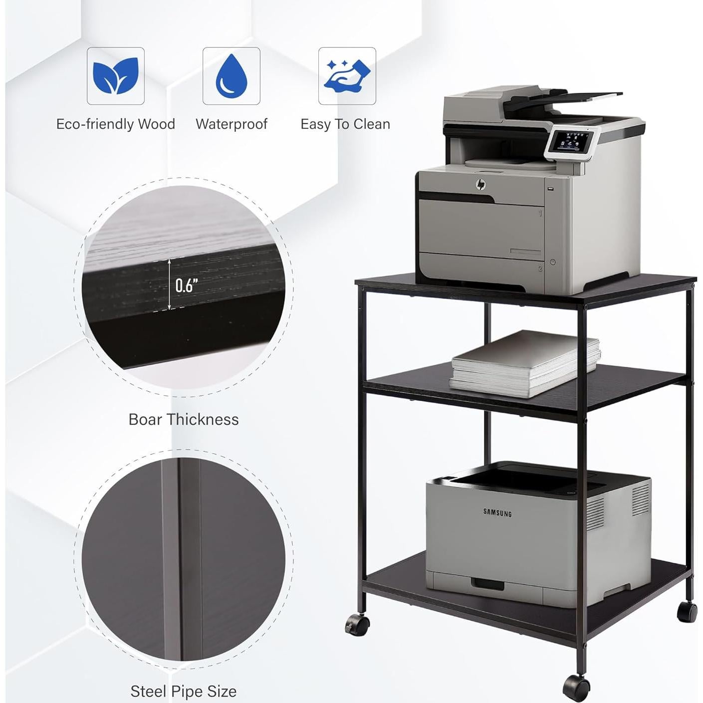 Soporte para Impresora EMERIT 3 Niveles Ajustable 80 cm