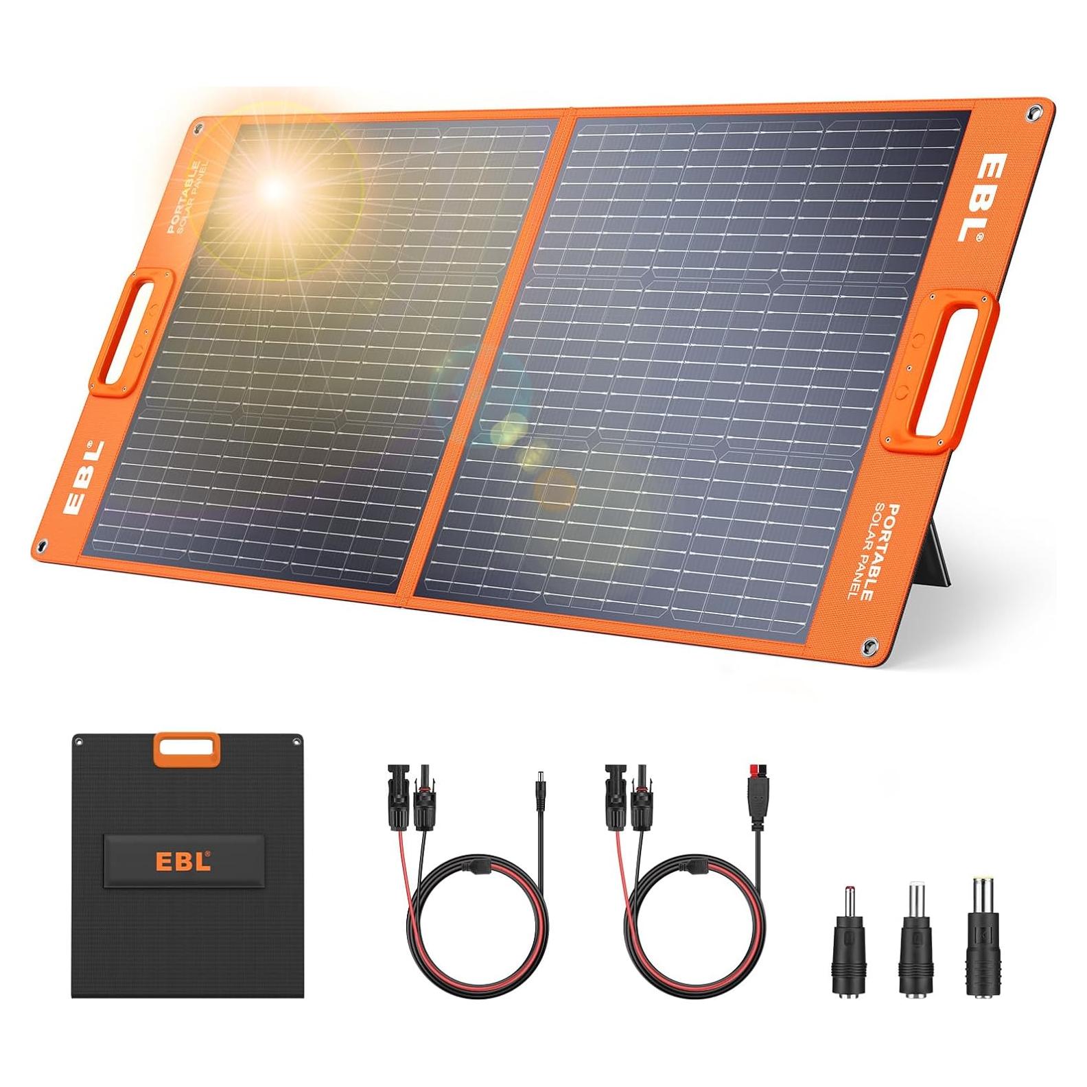 Panel Solar EBL 100W Portátil con Soporte Ajustable