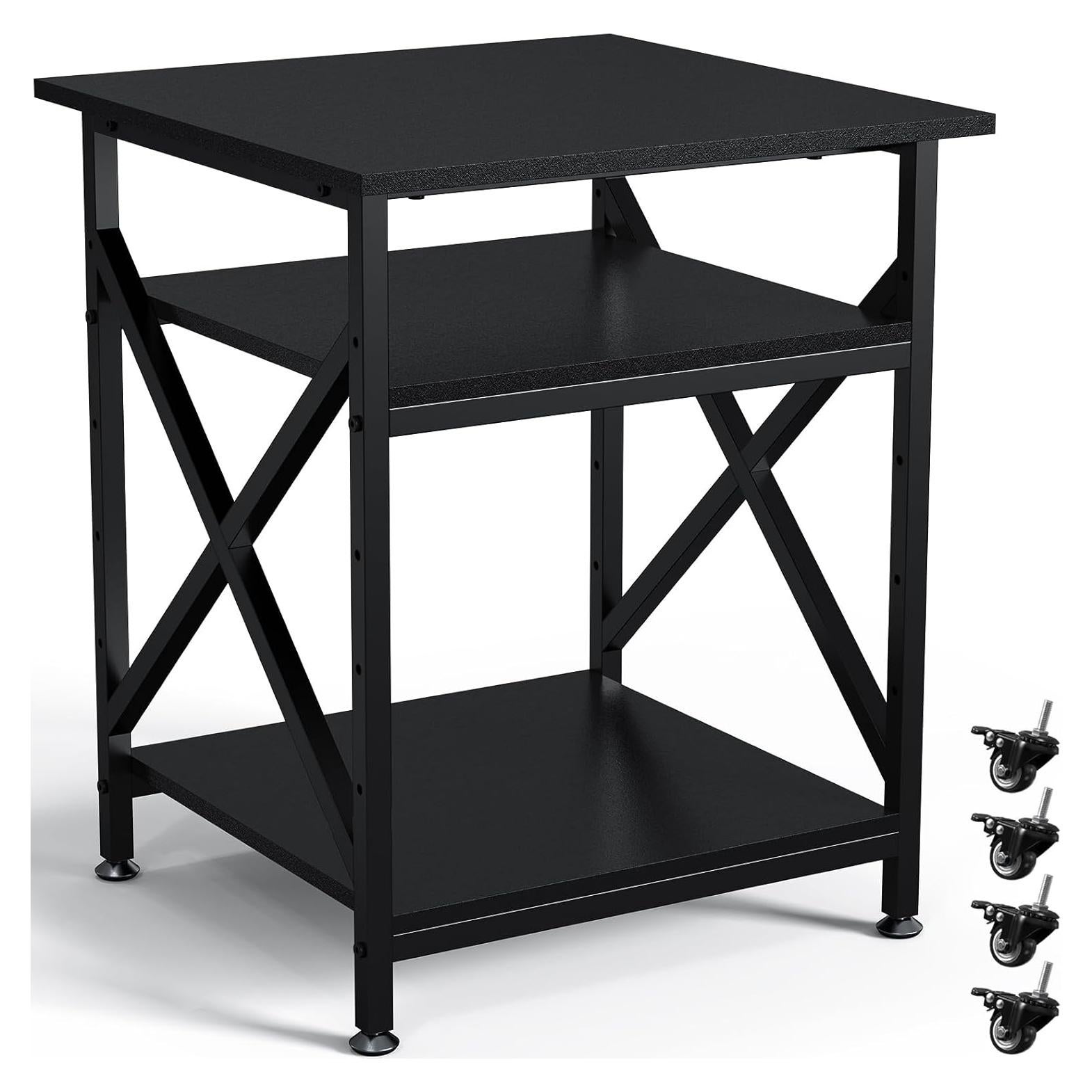 Soporte para Impresora Ollieroo 3 Niveles Ajustable 60x60cm Negro