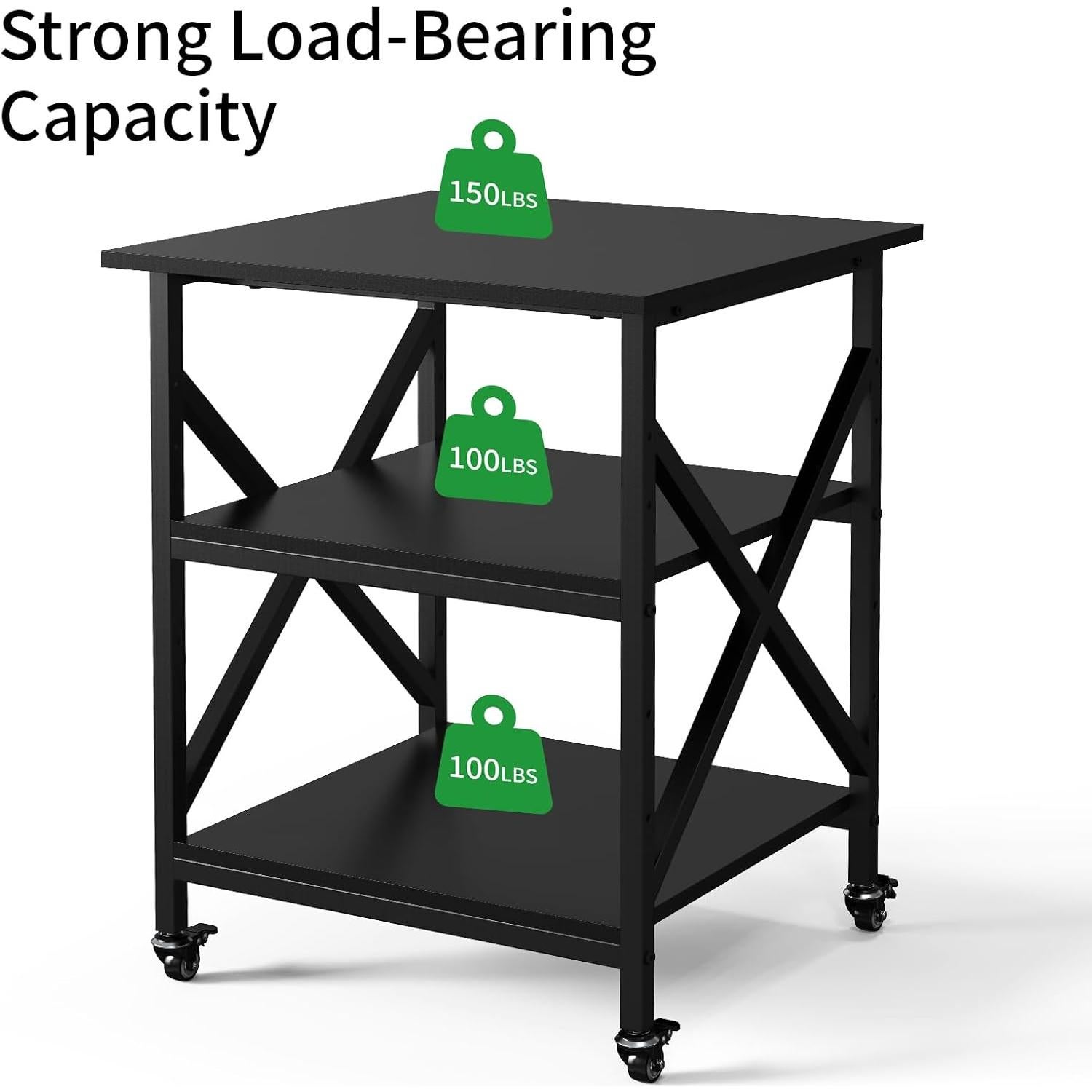 Soporte para Impresora Ollieroo 3 Niveles Ajustable 60x60cm Negro