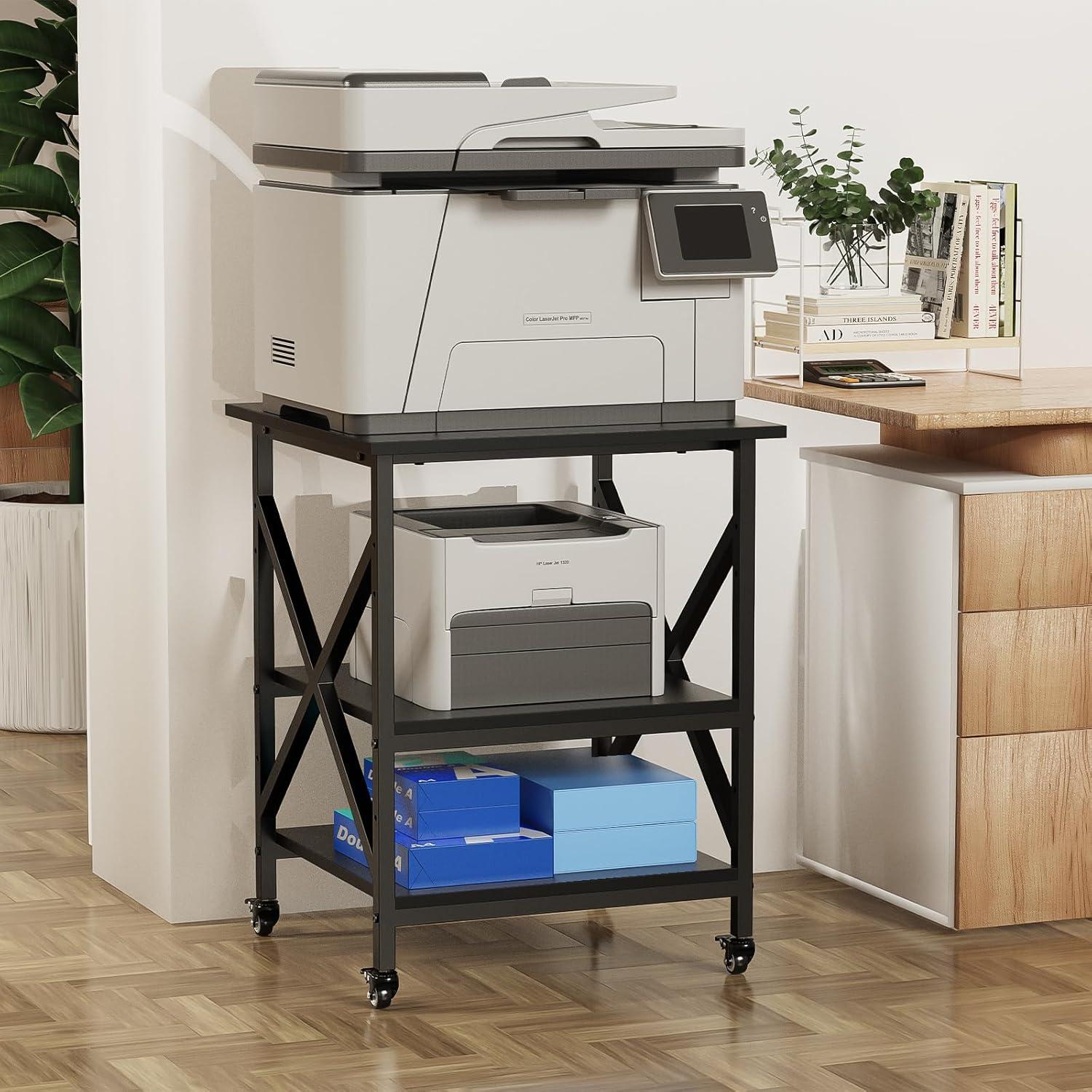 Soporte para Impresora Ollieroo 3 Niveles Ajustable 60x60cm Negro