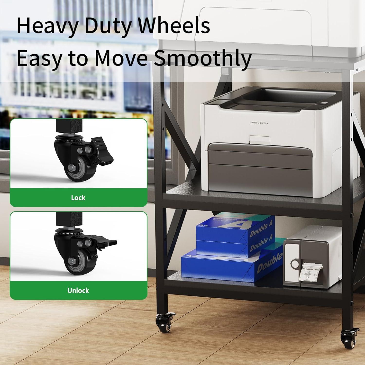 Soporte para Impresora Ollieroo 3 Niveles Ajustable 60x60cm Negro