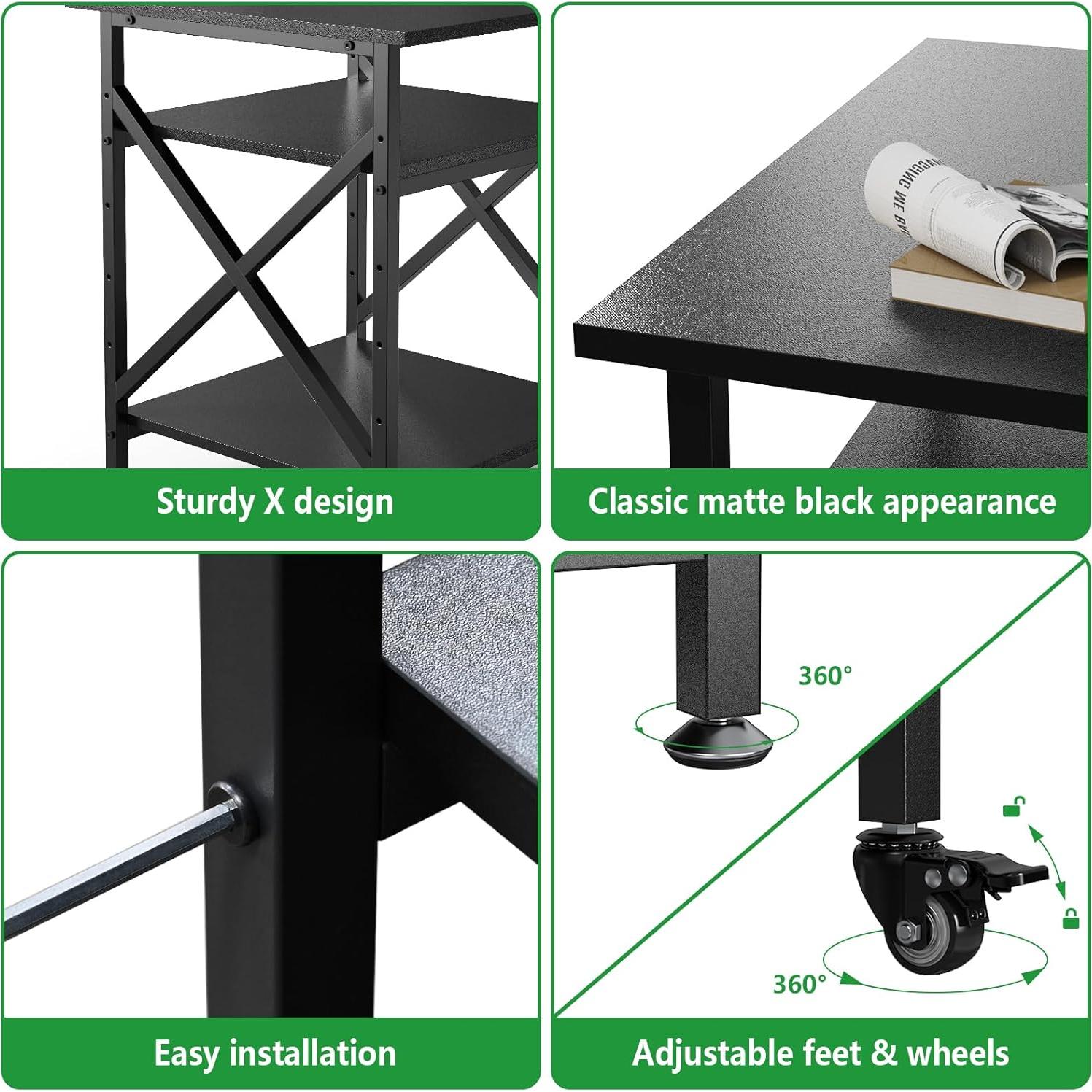 Soporte para Impresora Ollieroo 3 Niveles Ajustable 60x60cm Negro