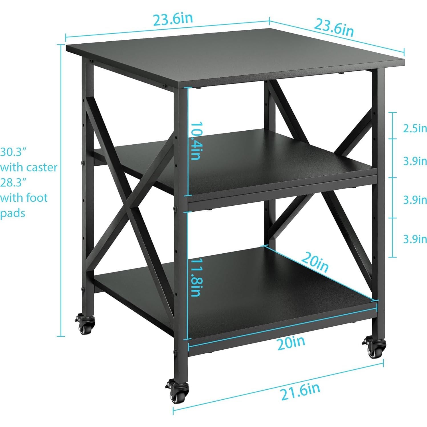 Soporte para Impresora Ollieroo 3 Niveles Ajustable 60x60cm Negro